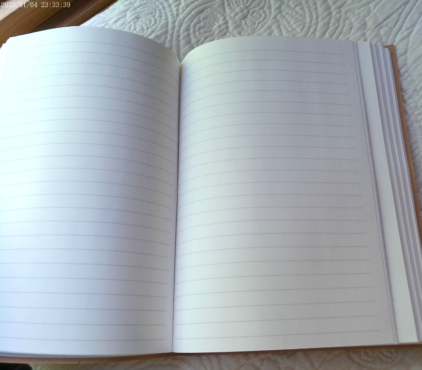 GENUINE LEATHER HANDMADE 144 LINED PAGES INDIA EMBOSSED FLOWERS SADDLE TAN #3