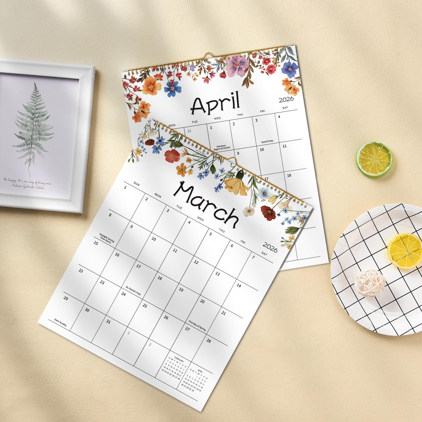 Wall Calendar 2026-2027 – 15″ x 12″ Monthly 15×12 inches, colourful
