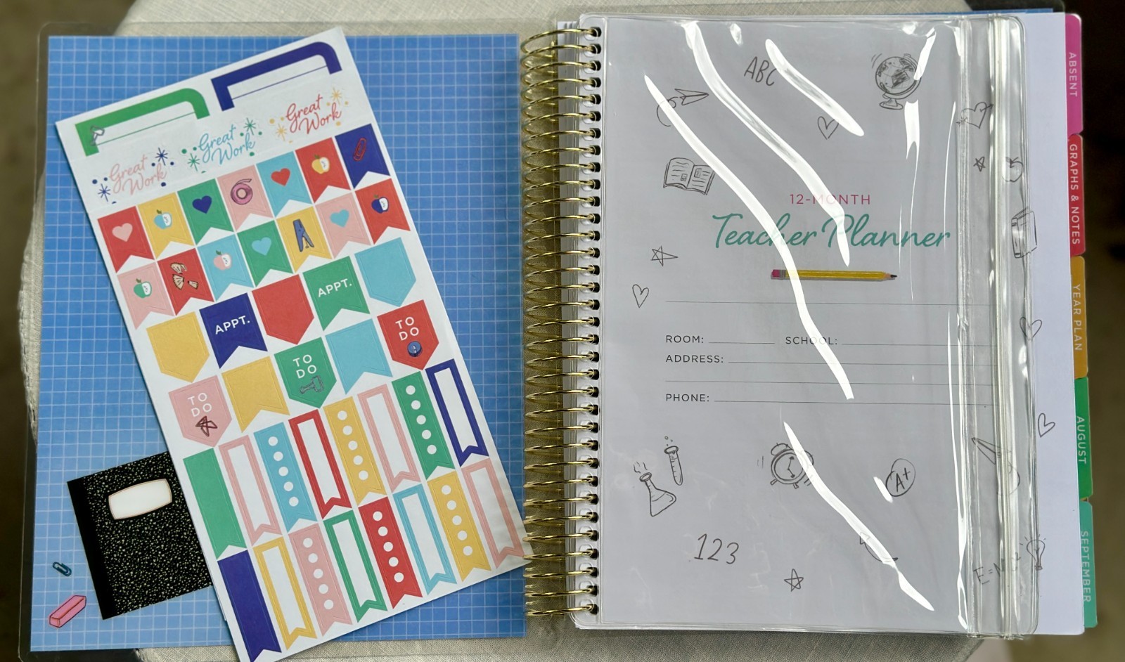 Erin Condren 12-Month Spiral Teacher Planner (Aug – Jul), 7”x9” Weekly