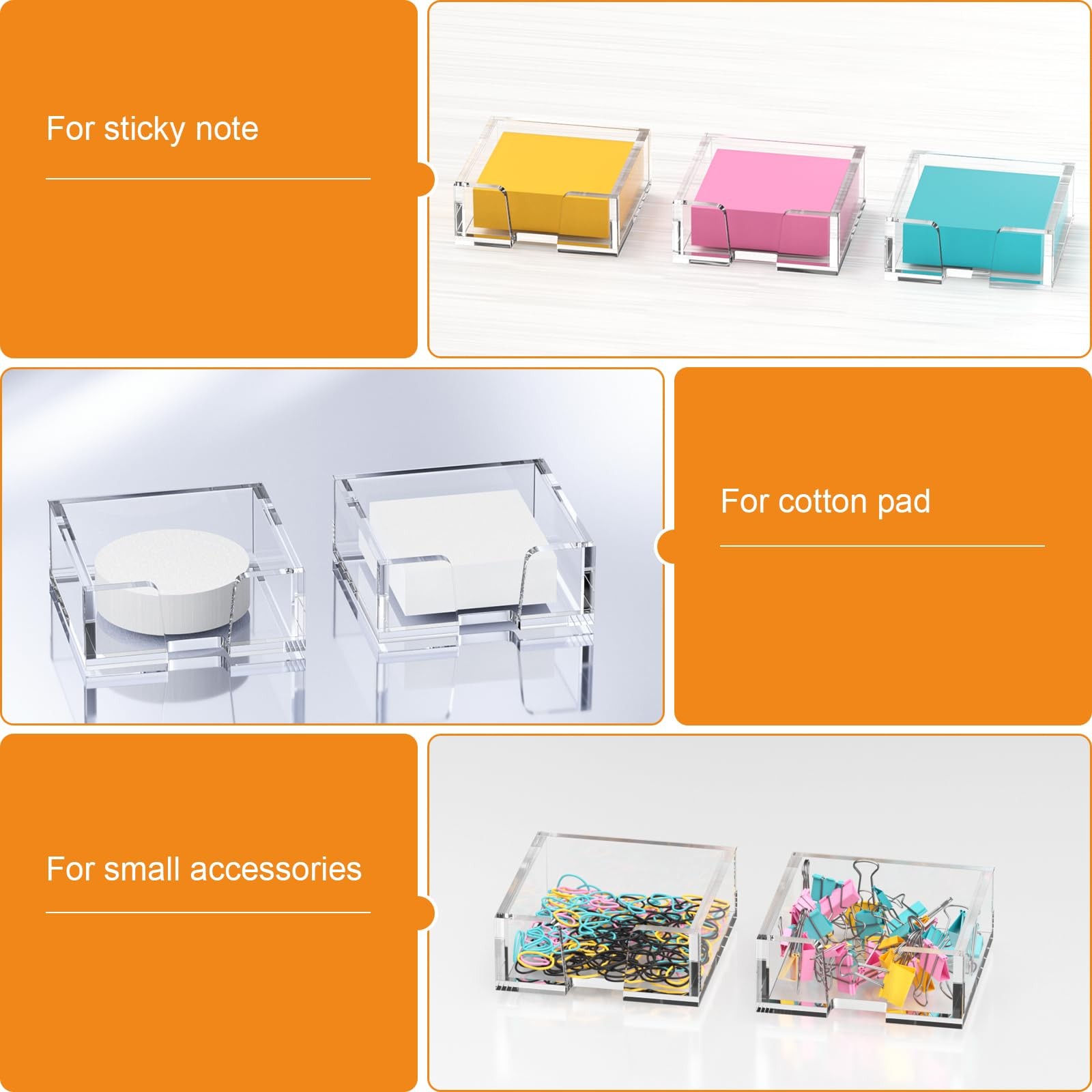 Beego Modern Elegant Crystal Clear Acrylic Sticky Note 3×3 inches,