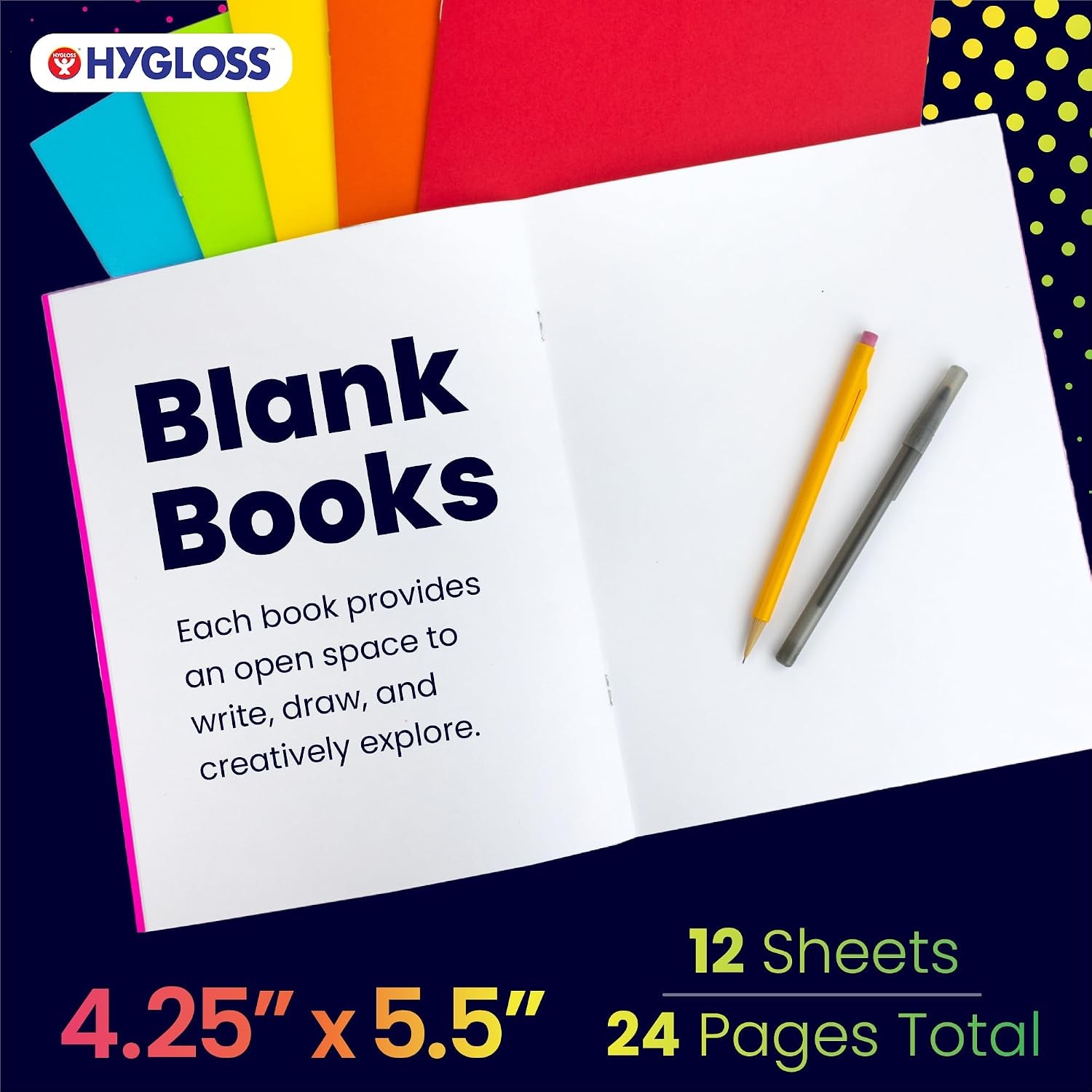 Hygloss Blank Books – Bulk 50 Pack – 4.25″ x 5.5″ A6 Assorted Colors – Paperback