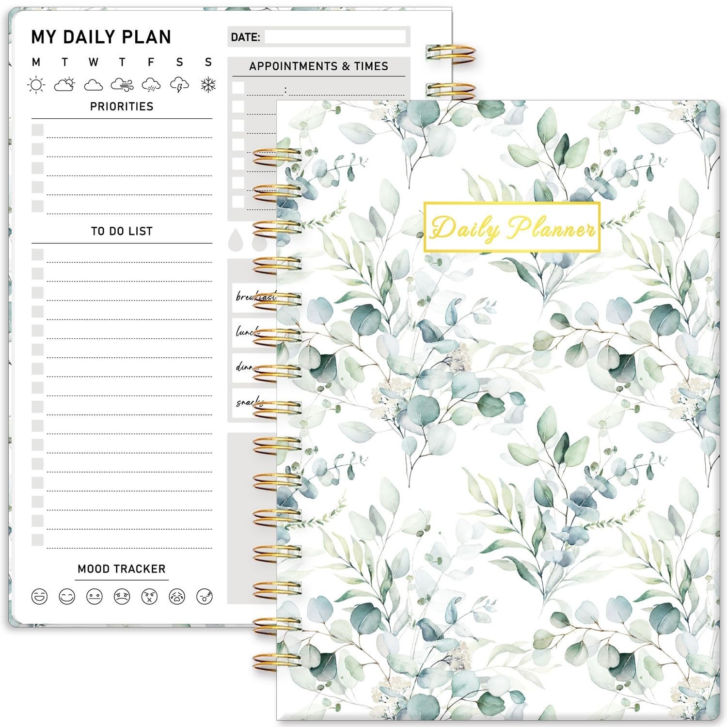 Daily Planner Undated – 6.5″x8.5″ To Do List Notebook Spiral Appointment Plan…