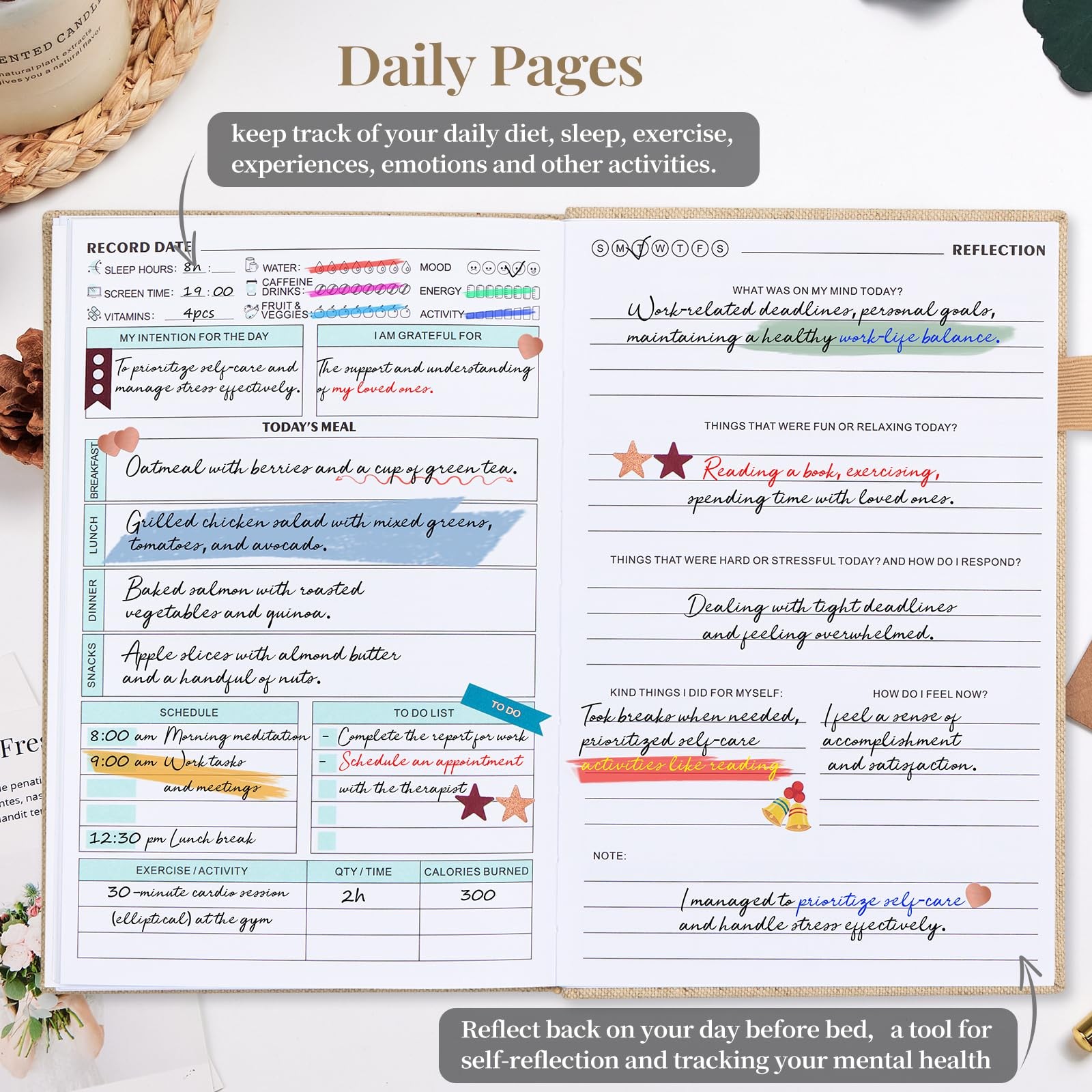 Mental Health Journal, Anxiety & Guided Journal for Women, 91 Days A5, Beige