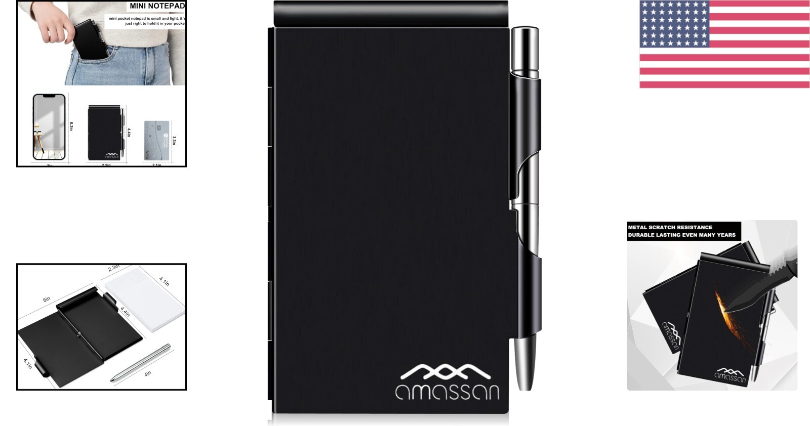 Stylish Mini Pocket Notepad with Metal Cover and Refillable Pen – 60 Sheets
