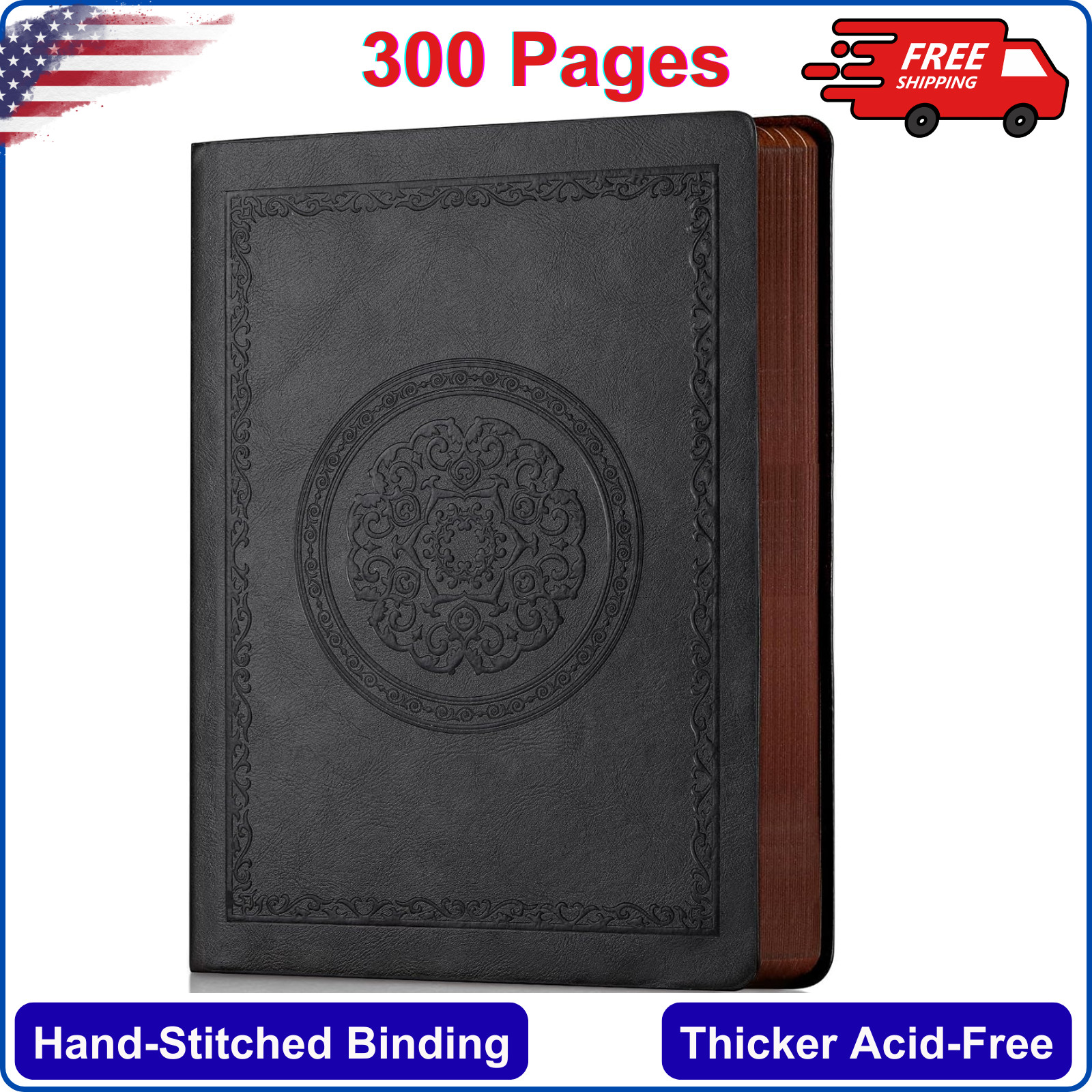 Leather Journal Notebook 300 Pages, Leather Softcover Lined Journal Notebooks A5