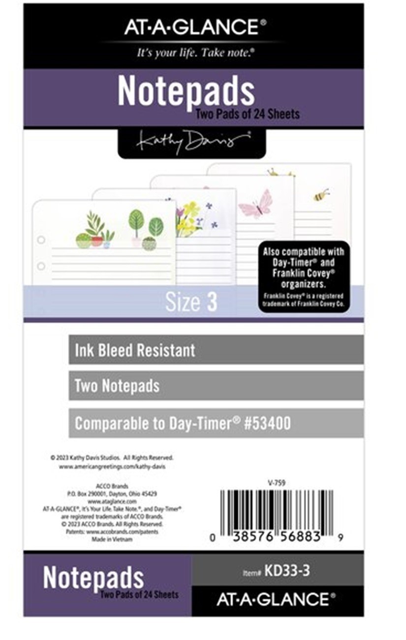 AT-A-GLANCE Kathy Davis (2) Notepads Refill, Loose-Leaf, Portable, 3 3/4″ x 6