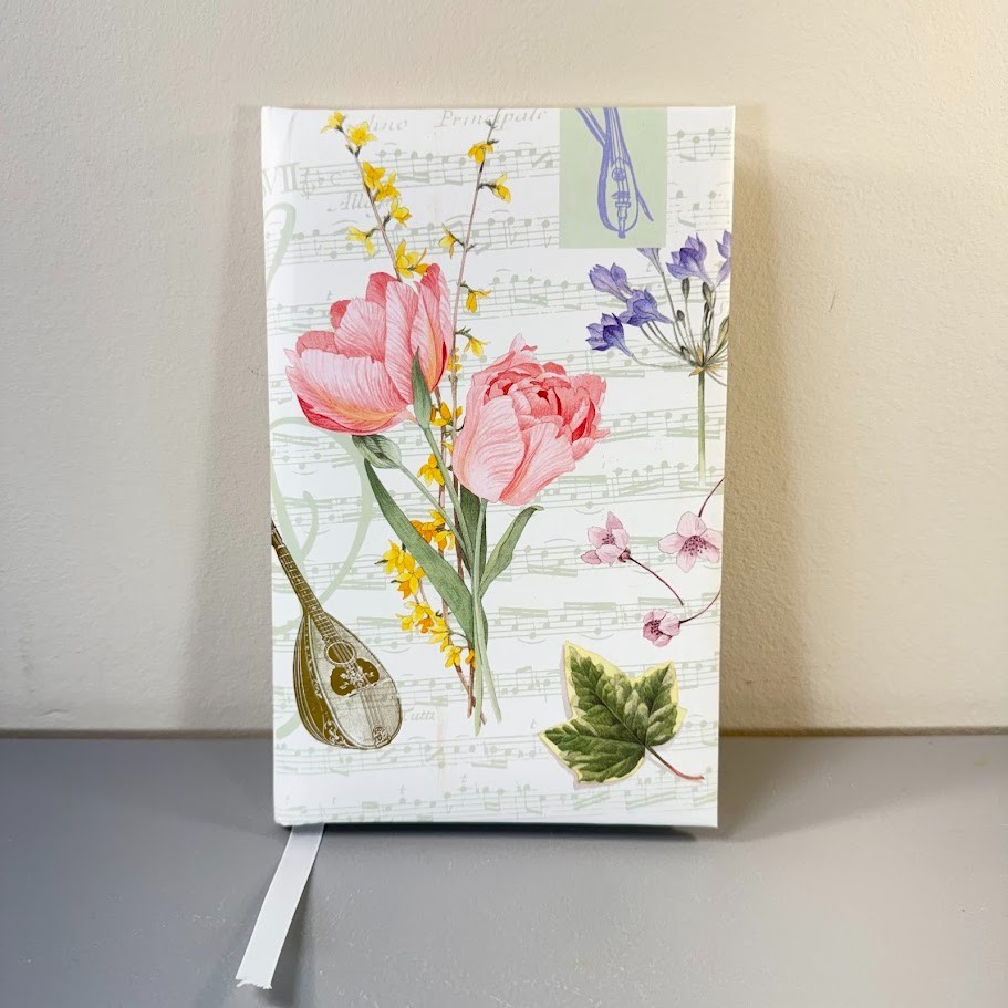 C.R. Gibson Hardcover Lined Journal Floral Music Theme Ellen Blonder Ribbon USA
