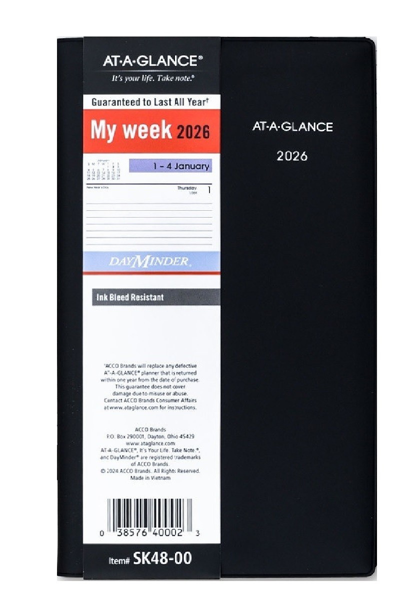 AT-A-GLANCE Jan-Dec 2026 Mthly, DayMinder, My Week 3-1/2″ x 6″, Pkt, (SK48-00)