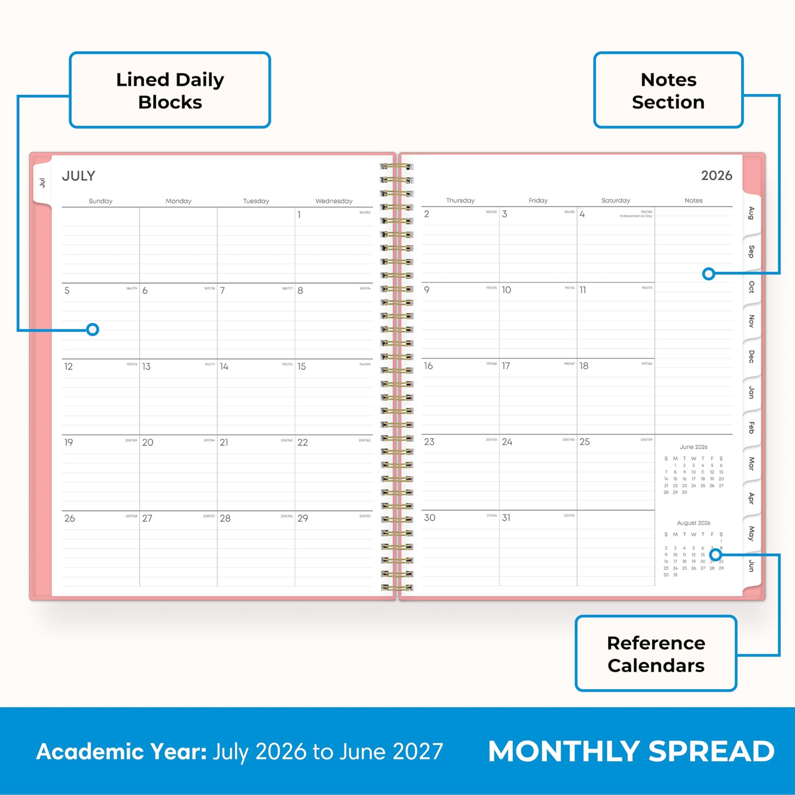 Blue Sky 2026-2027 Weekly and Monthly Academic 8.5″ x 11″, Catira- 2026/2027