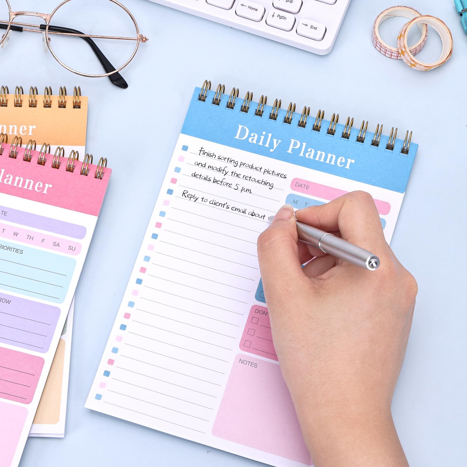 LABUK 5 Pack Daily To Do List Notebook 5″ x 8″ Planner 30 Colorful