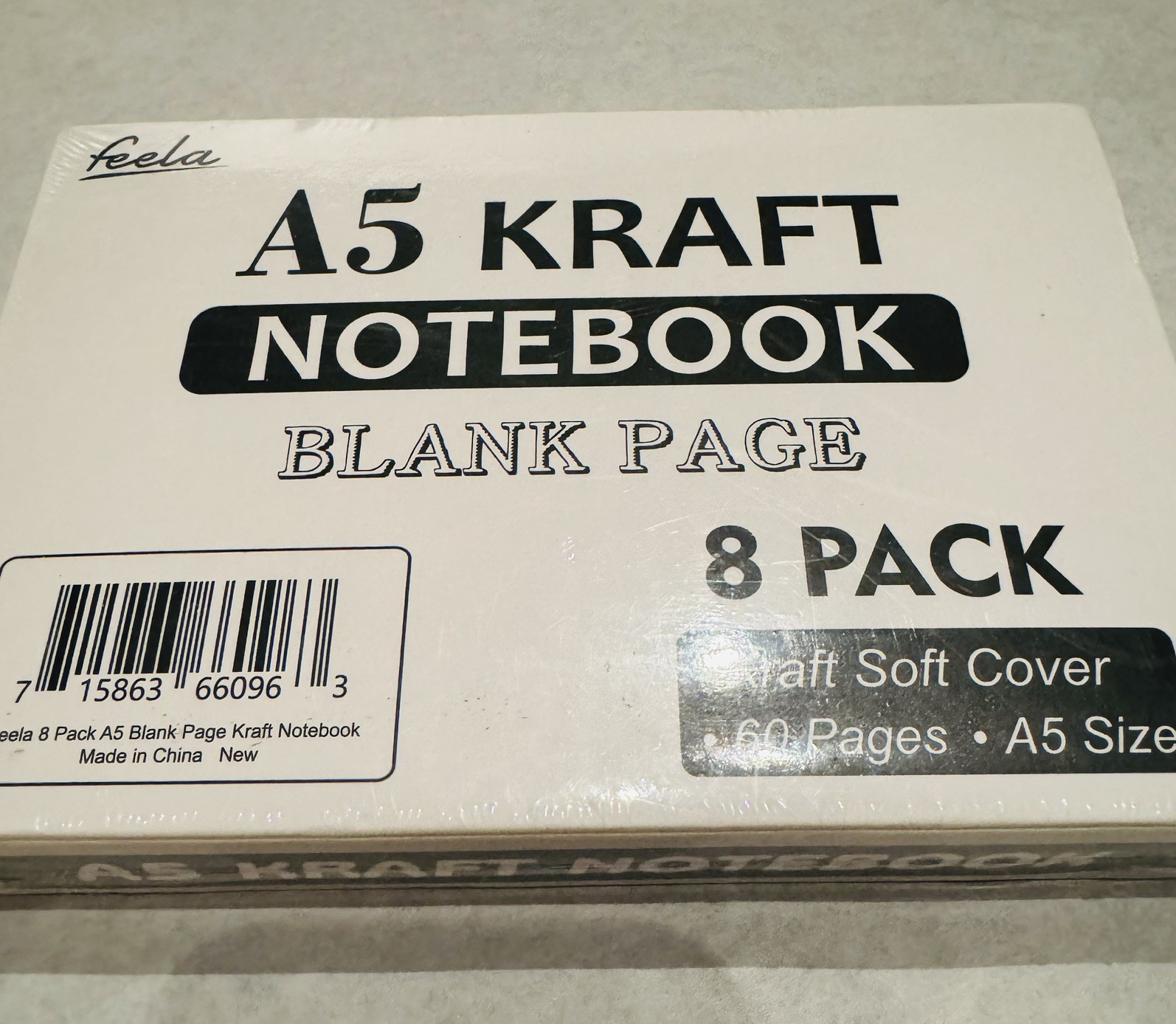 8 Pack A5 Kraft Notebooks, 60 Lined Blank Pages Travel Journal Bulk, Soft Cover