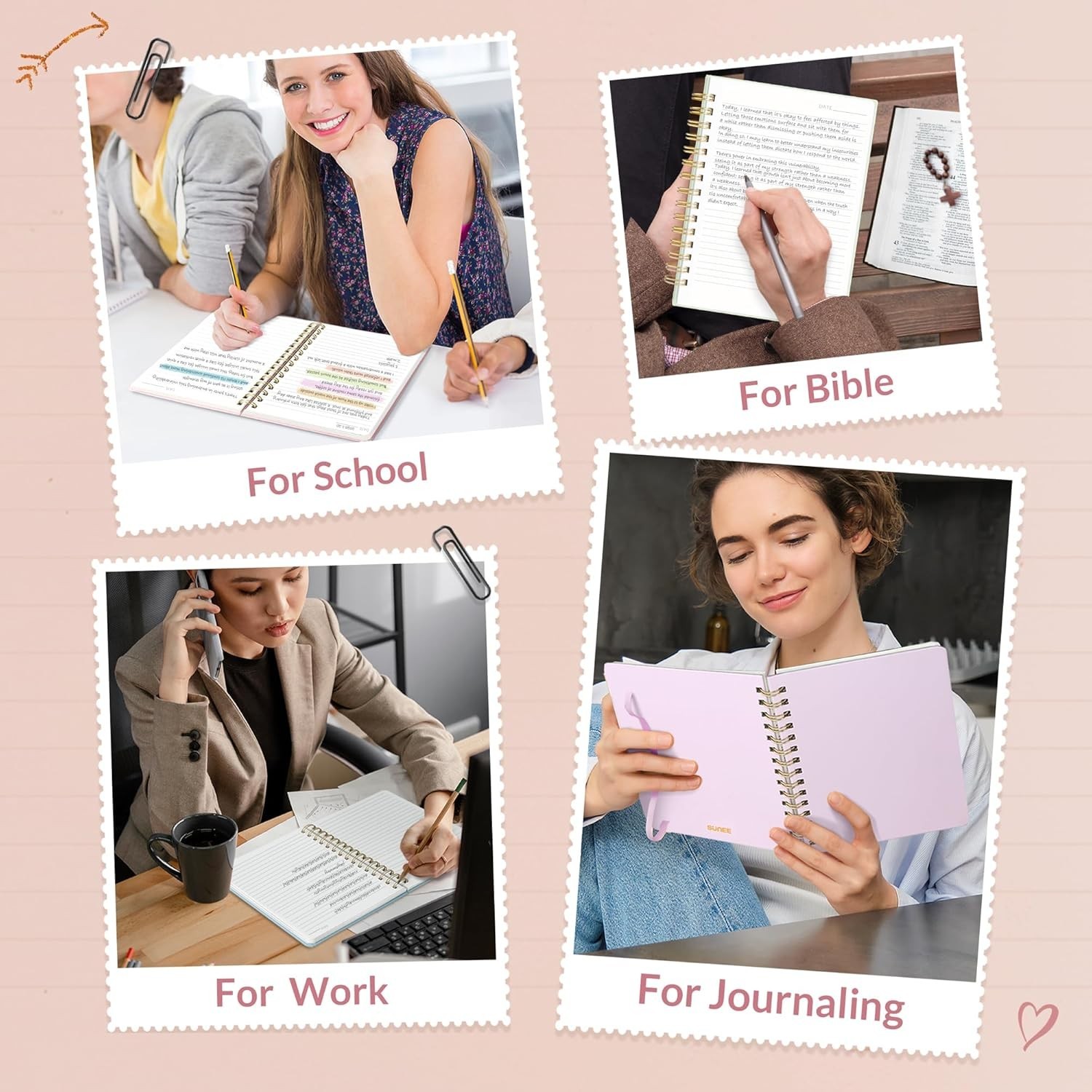 Journaling Notebooks, A5 Lined Spiral Notebook for Women, 146 Pages College R…
