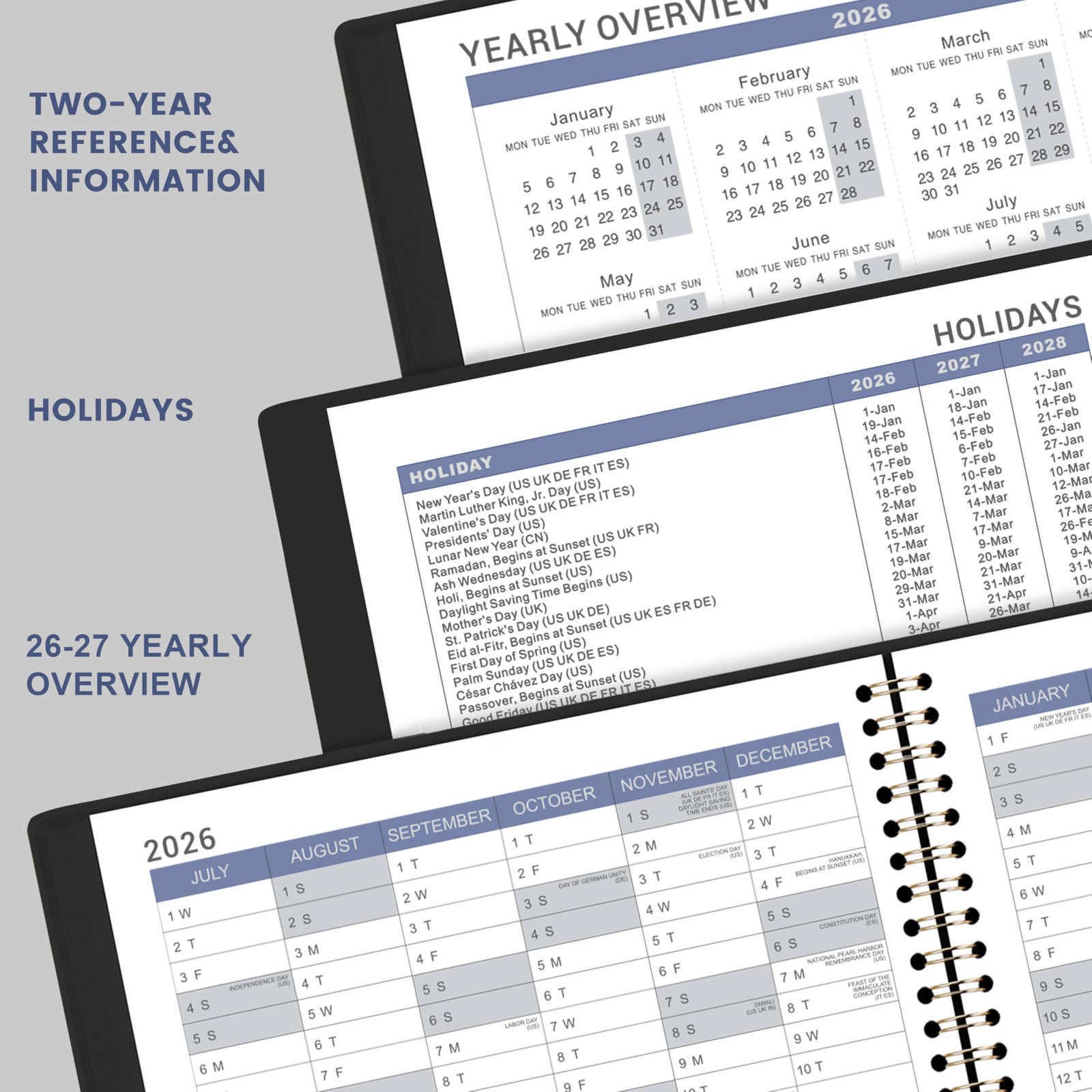 2026-2027 Weekly Appointment Book – Daily Hourly Planner 8.4″ x 10.6″, Black
