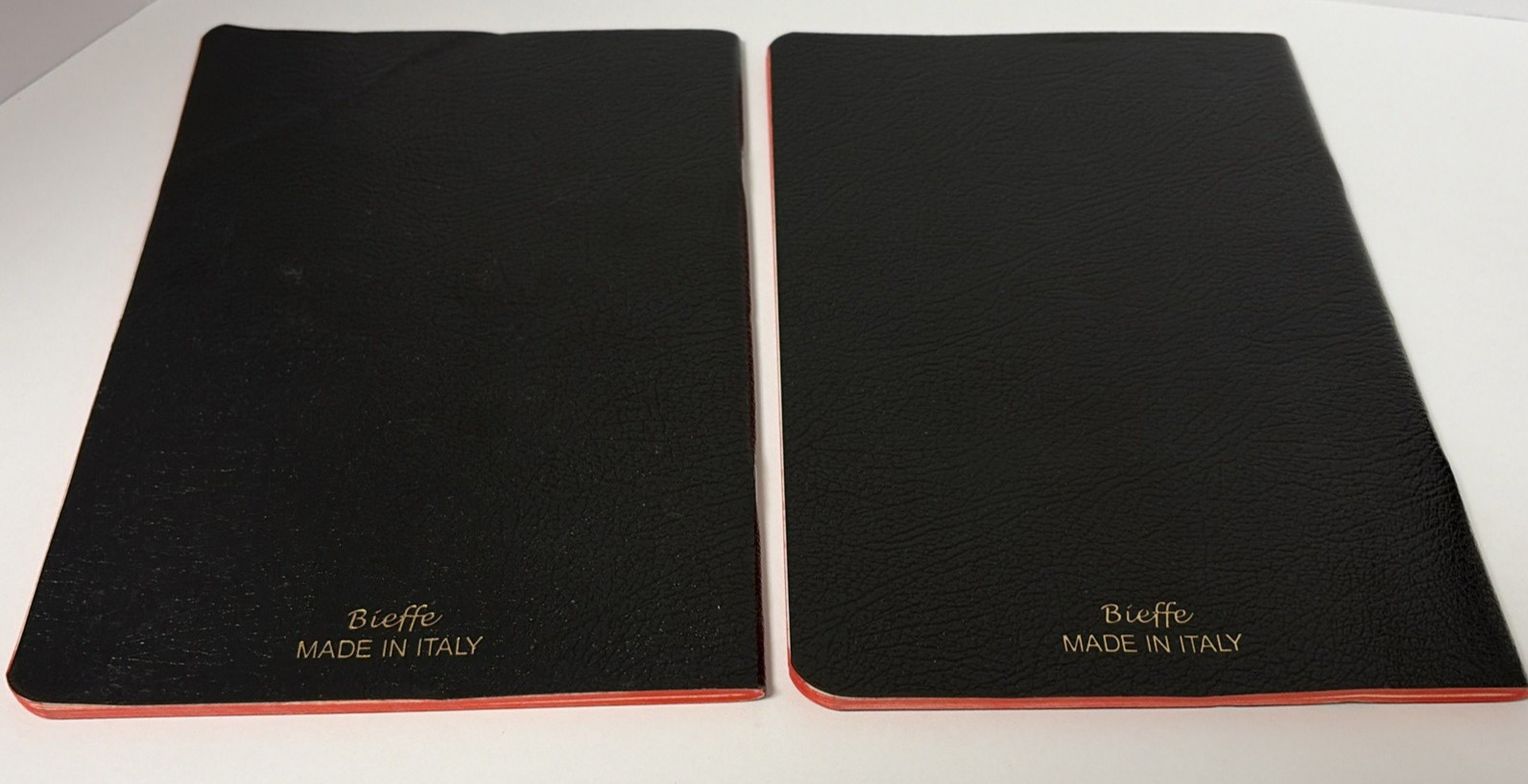 Two Bieffe Handmade Italy Lined Notebooks Black Exercise Journals Faux Leather
