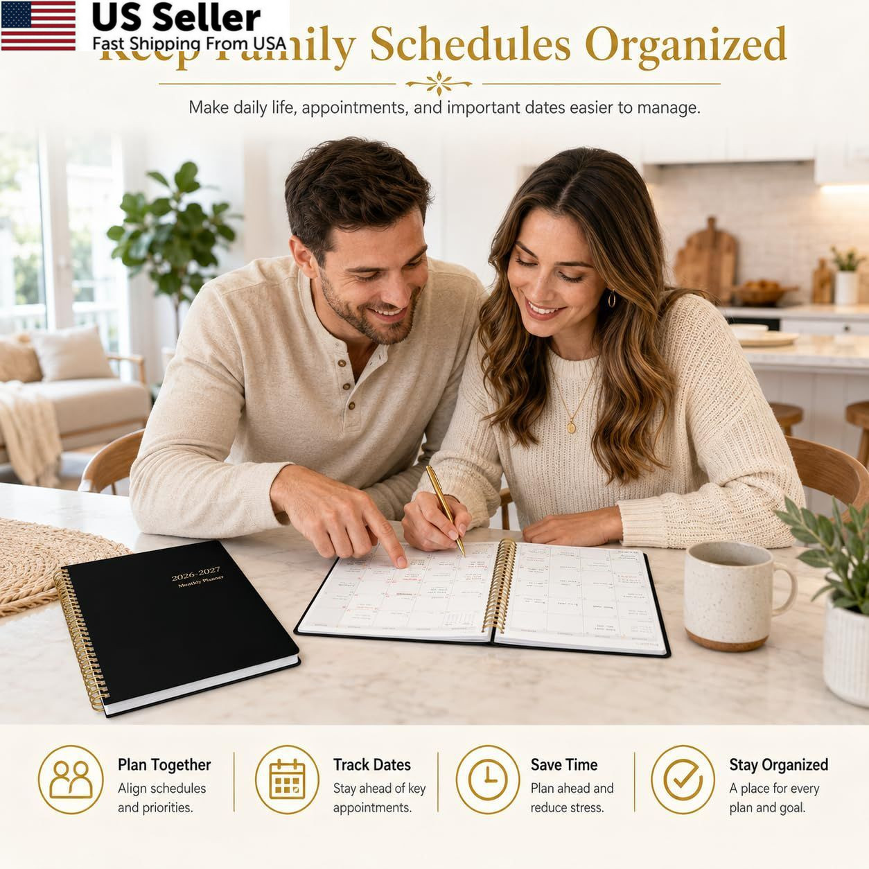 Monthly Planner 2026-2027, Jan 2026 – Dec 2027, 2 2026 – Black