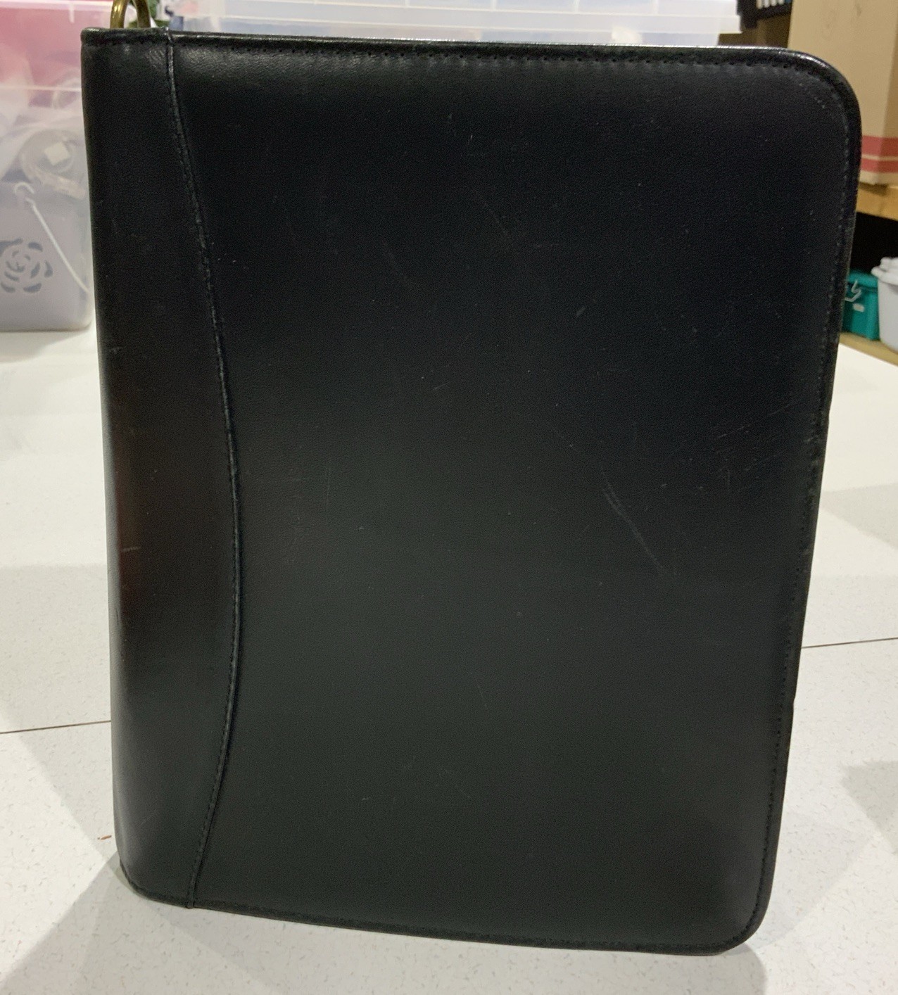 Franklin Covey Classic 7 Ring Planner Binder Black Leather 11 X 8 Zip Around