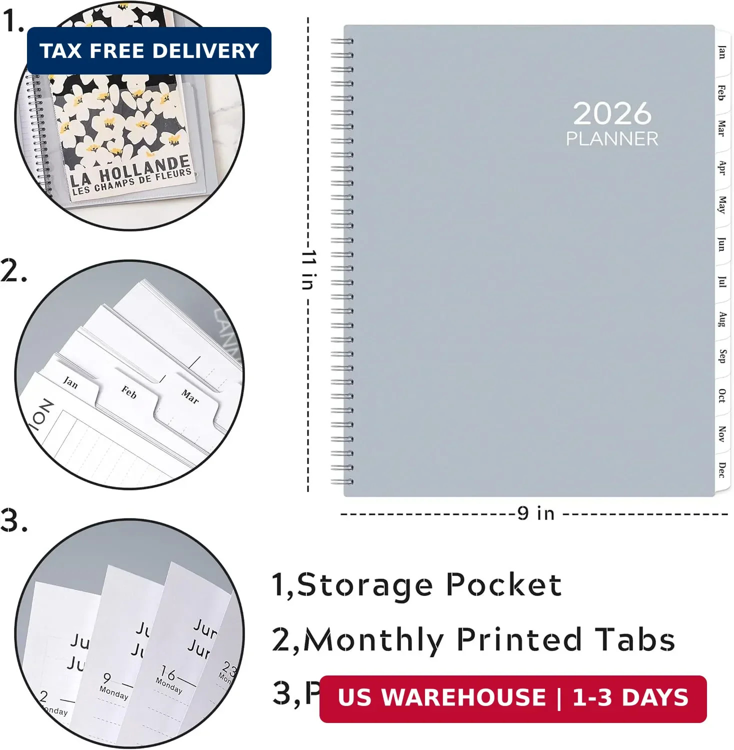 2026 Day-to-Day Planner – Large 9″ x 11″ with Weekly Pages & Easy Navigation USA