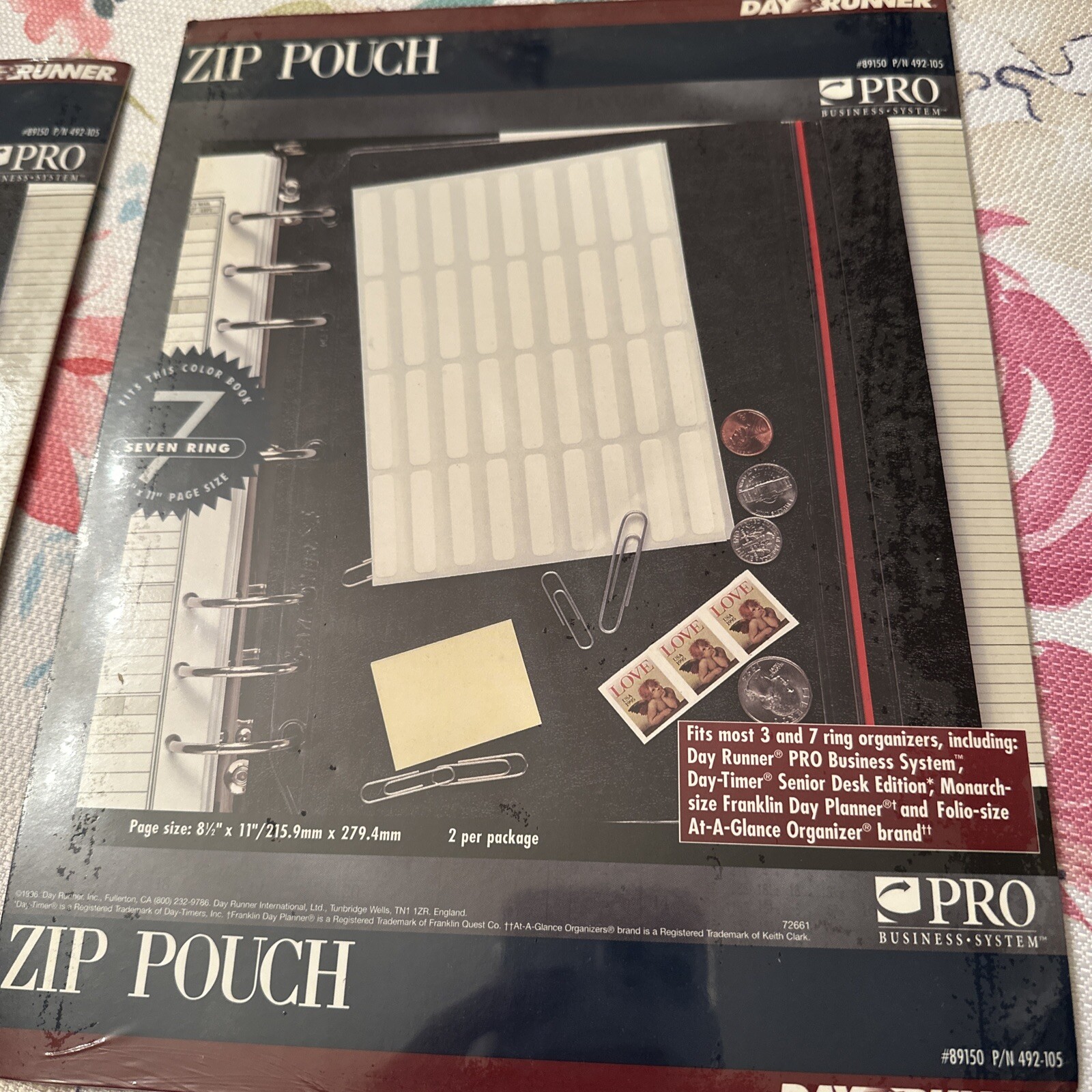 Day Runner Zip Pouch #8190 2 Per Pkg Page Size 8 1/2” X 11” New Lot Of 2