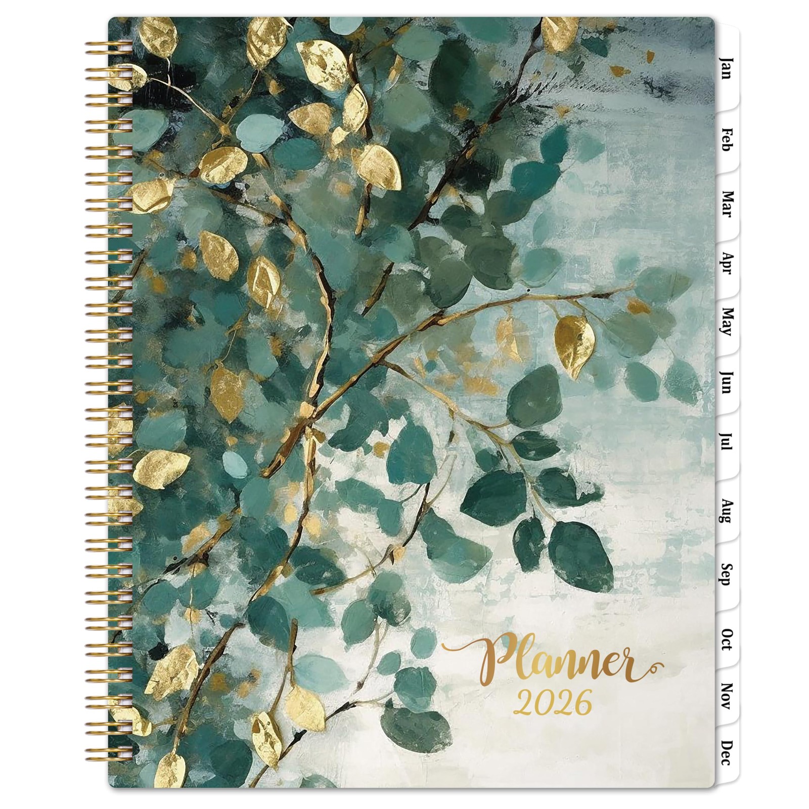 2026 Weekly & Monthly Planner, 9″x11″, Jan-Dec, Tabs, Pocket, Twin-wire Binding