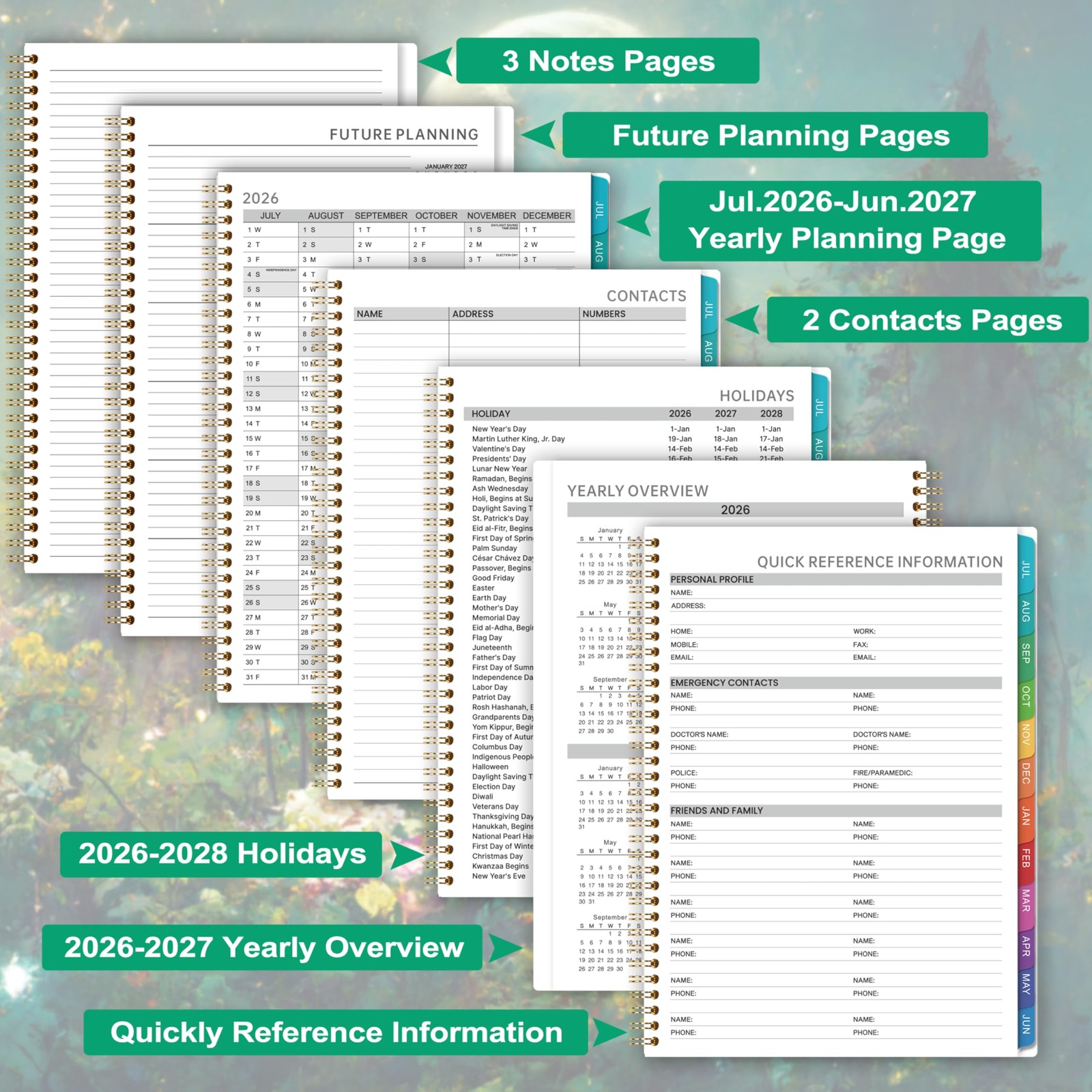 2026-2027 Appointment Book/Planner – Book 9″ x 11″, Green