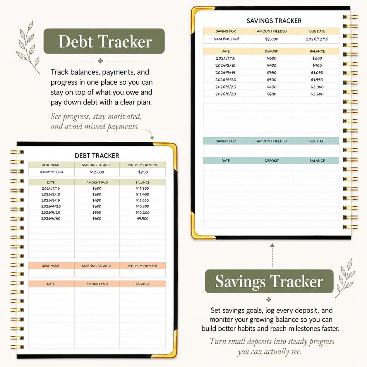 Budget Planner, B5 Undated 12-Month Financial Organizer with Bill Tracker | H…