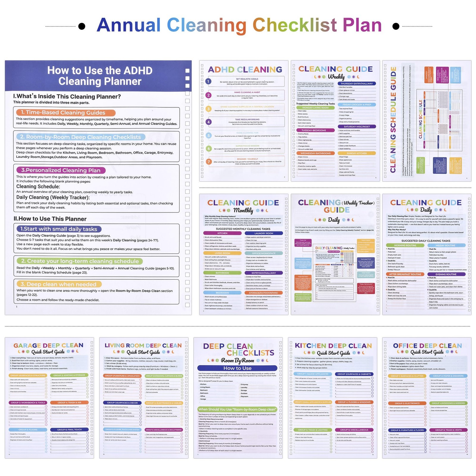 ADHD Cleaning Planner for Adults – Schedule and Multicolored