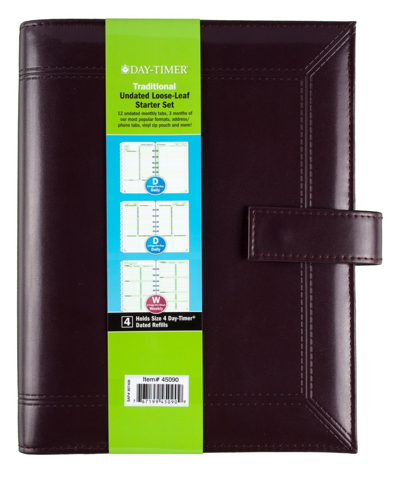 Slim Leather Planner Starter Set, Undated 7-Ring Desk Organizer, 5.5×8.5 Inches,
