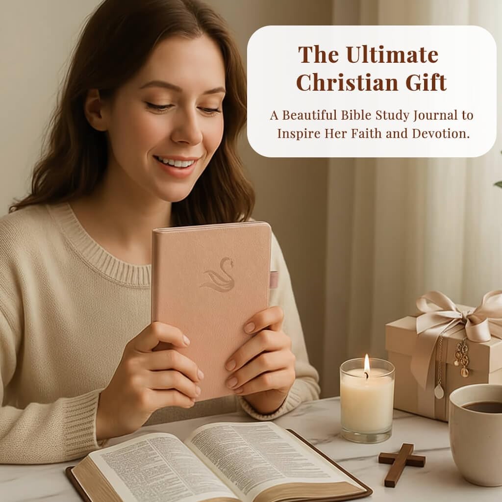 Bible Study Journal for Women – Guided Christian Notebook with Rose Gold