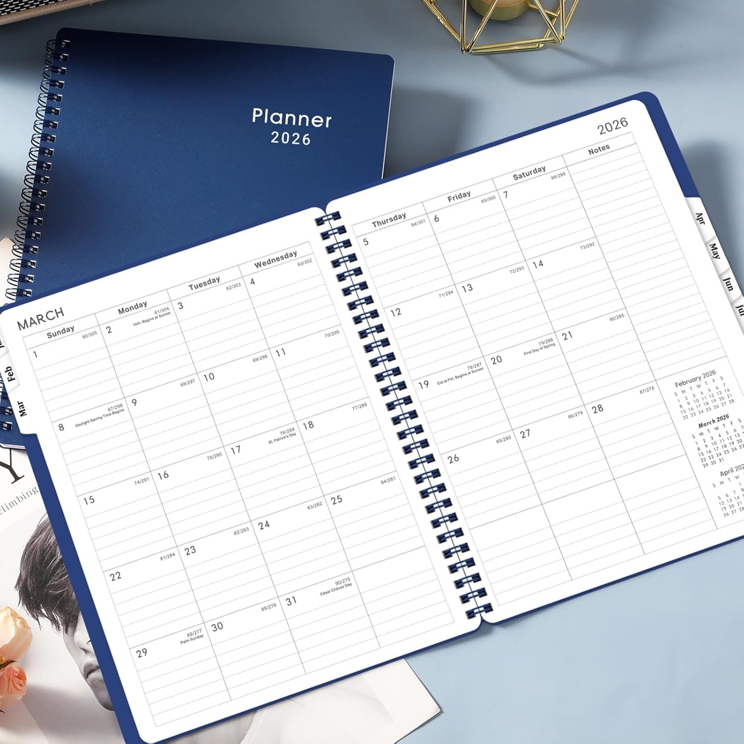 Elegant 2026 Calendar Planner – 8” x 10”, Twin-Wire Binding & Flexible Cover