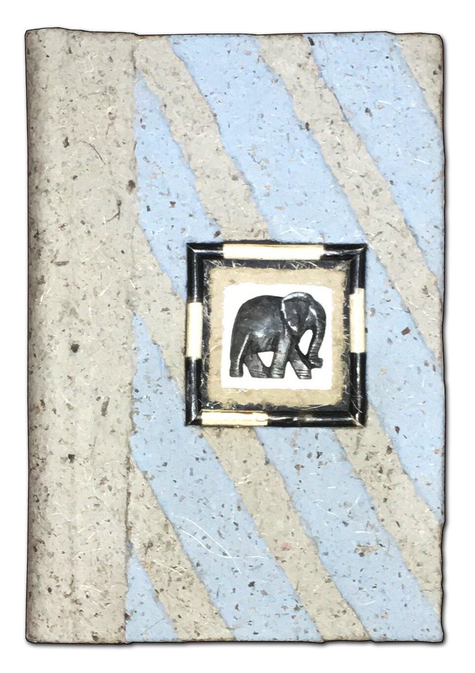 Handmade Paper Journal w/ Stone Elephant 6×8.5 Notebook Diary Recycled Unique