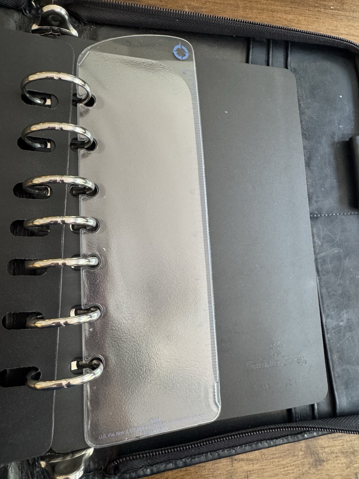 Franklin Covey CL 12215 Black Leather Zip Portfolio 7 Ring Binder Planner