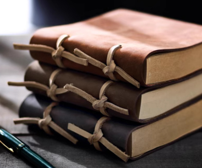 A5 loose leaf Writing note Notebook sketchbook Diary Notepad leather brown Q349