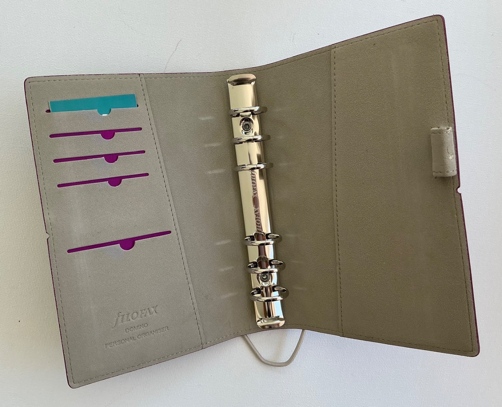 Filofax Domino Organizer, Personal Size, Purple with Contrast Stitching
