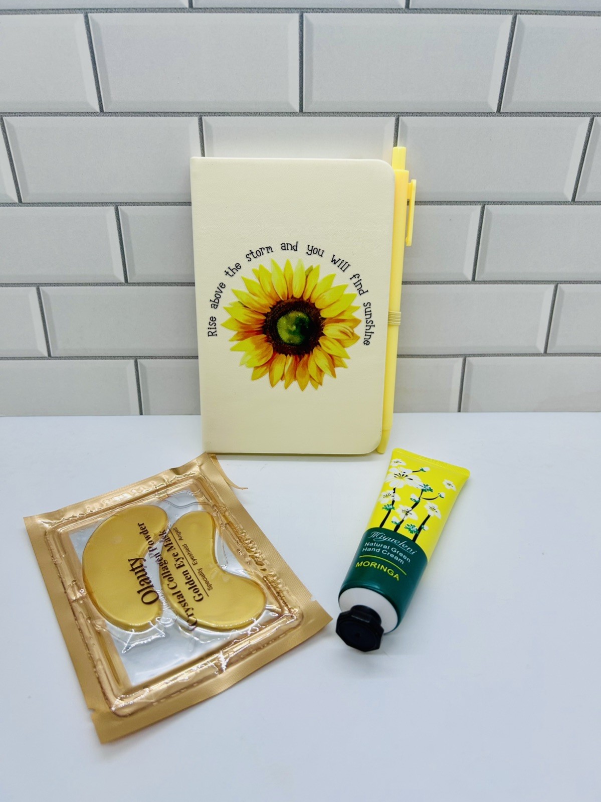 A6 Journal Bundle With Mask And Lotion Featuring Beautiful Design-Yellow
