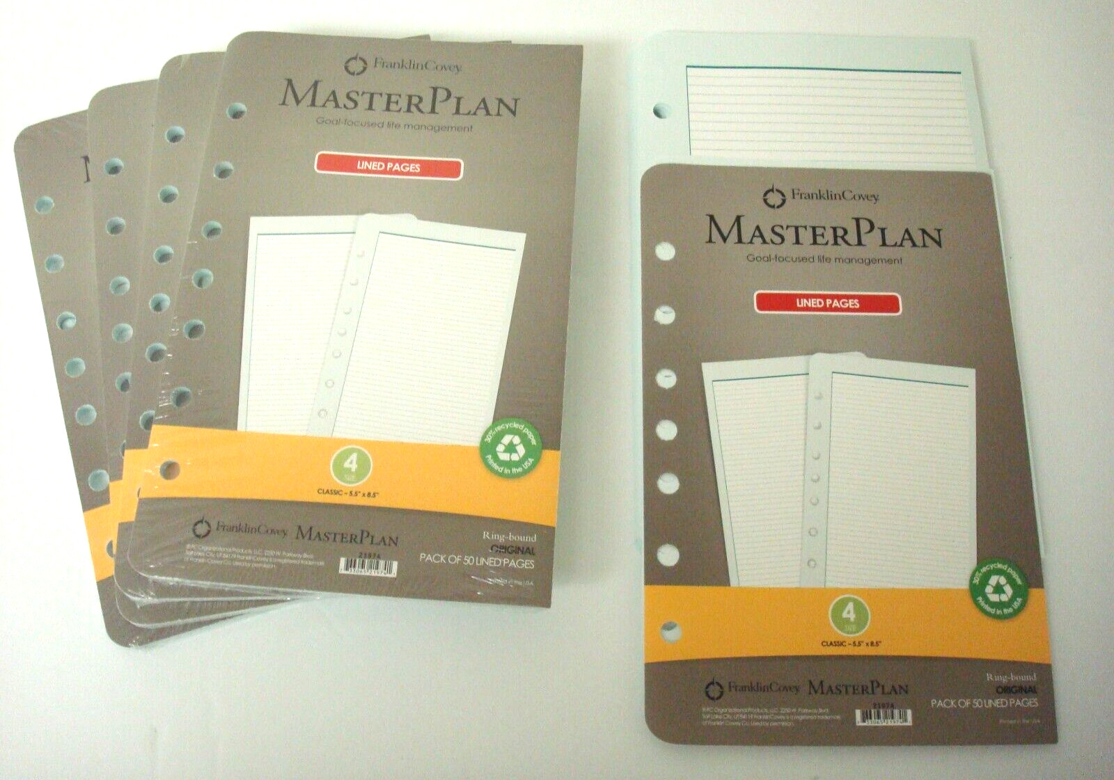 4 Sealed Franklin Covey Master Plan Classic Lined 5.5”X8.5” + Open 35 Page Pack