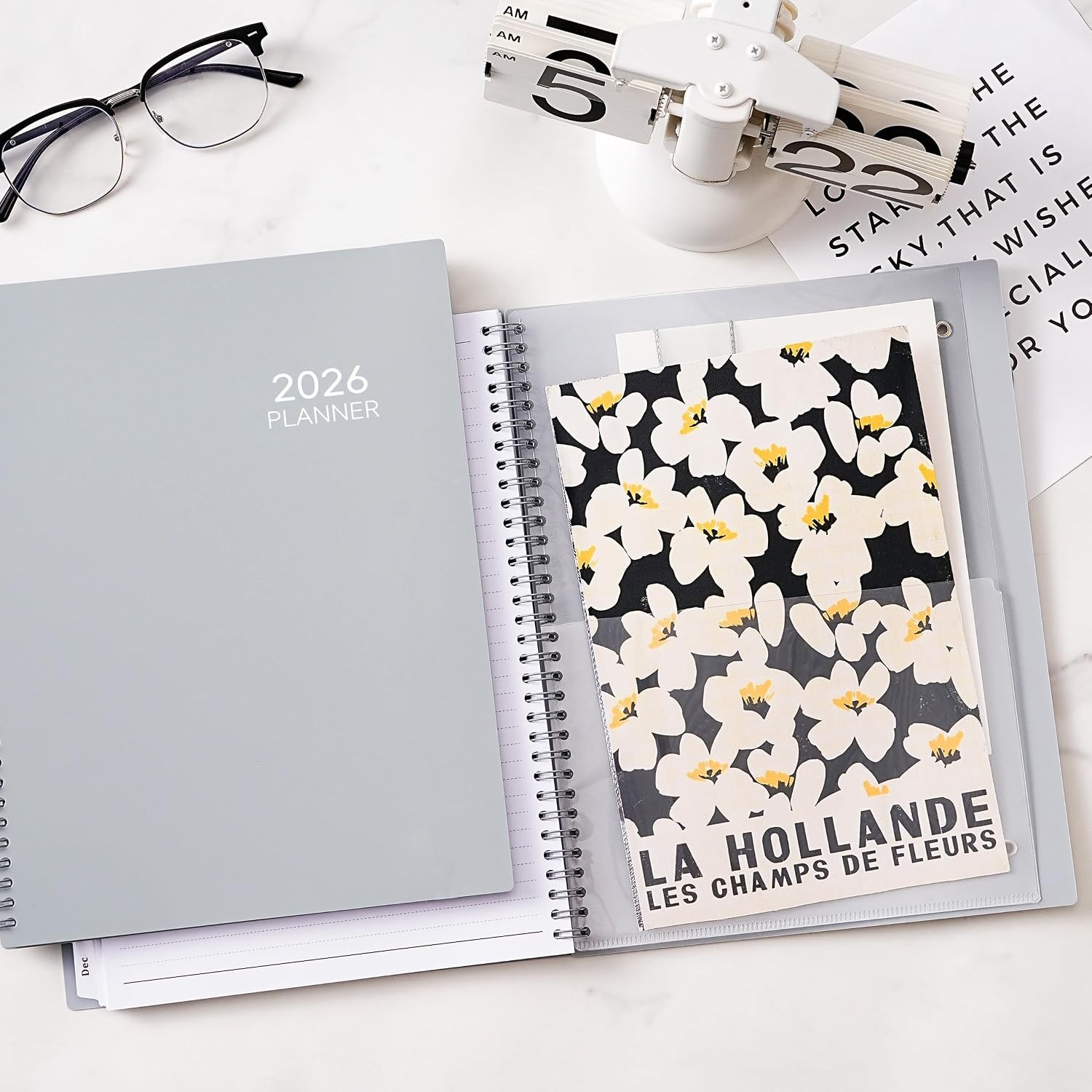 Spiral Bound 2026 Planner: 9″ x 11″ Monthly & Weekly Layout with Tabbed Sections