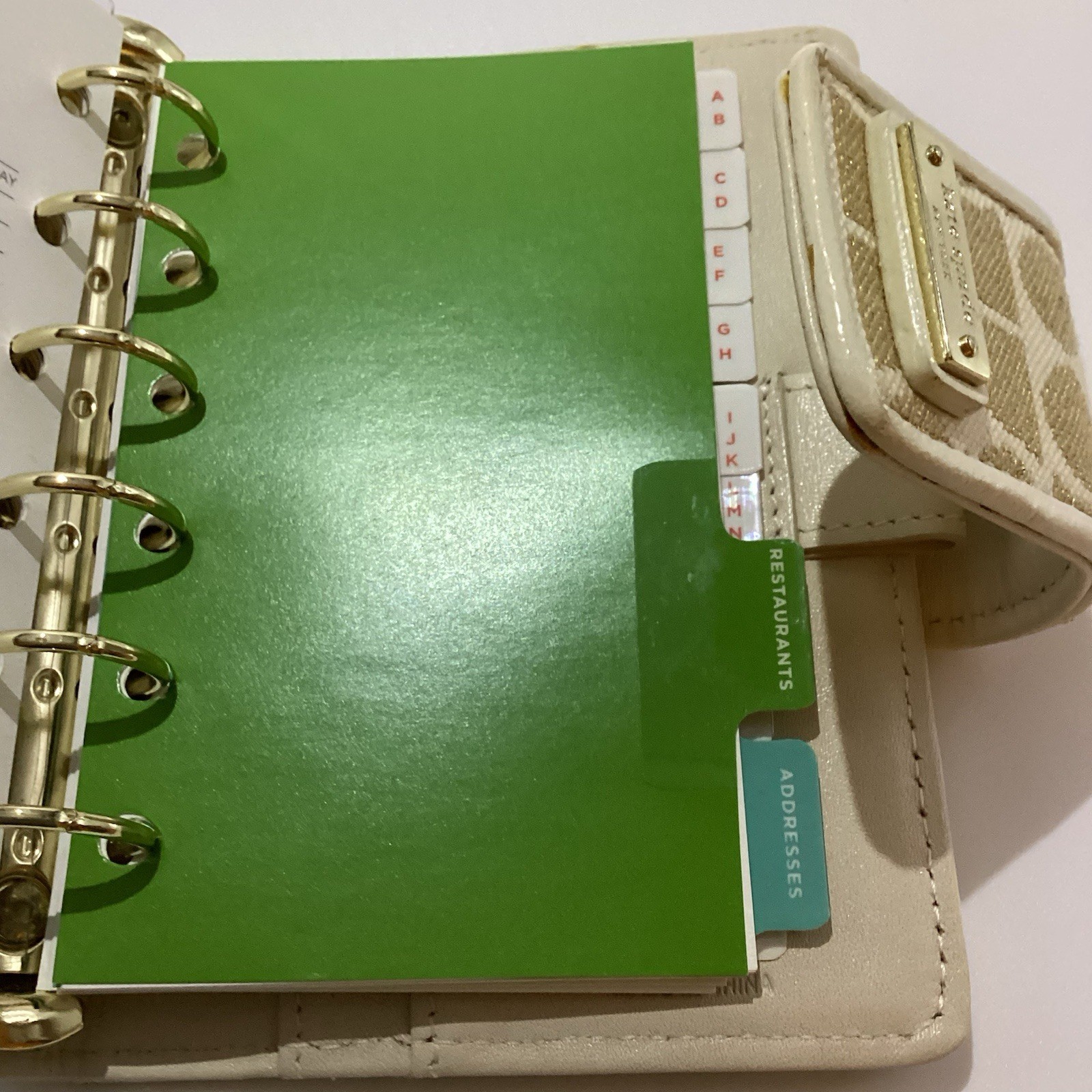 KATE SPADE NOEL PLANNER AGENDA ORGANIZER ADDRESS BINDER CREAM GOLD GLITTER NEW