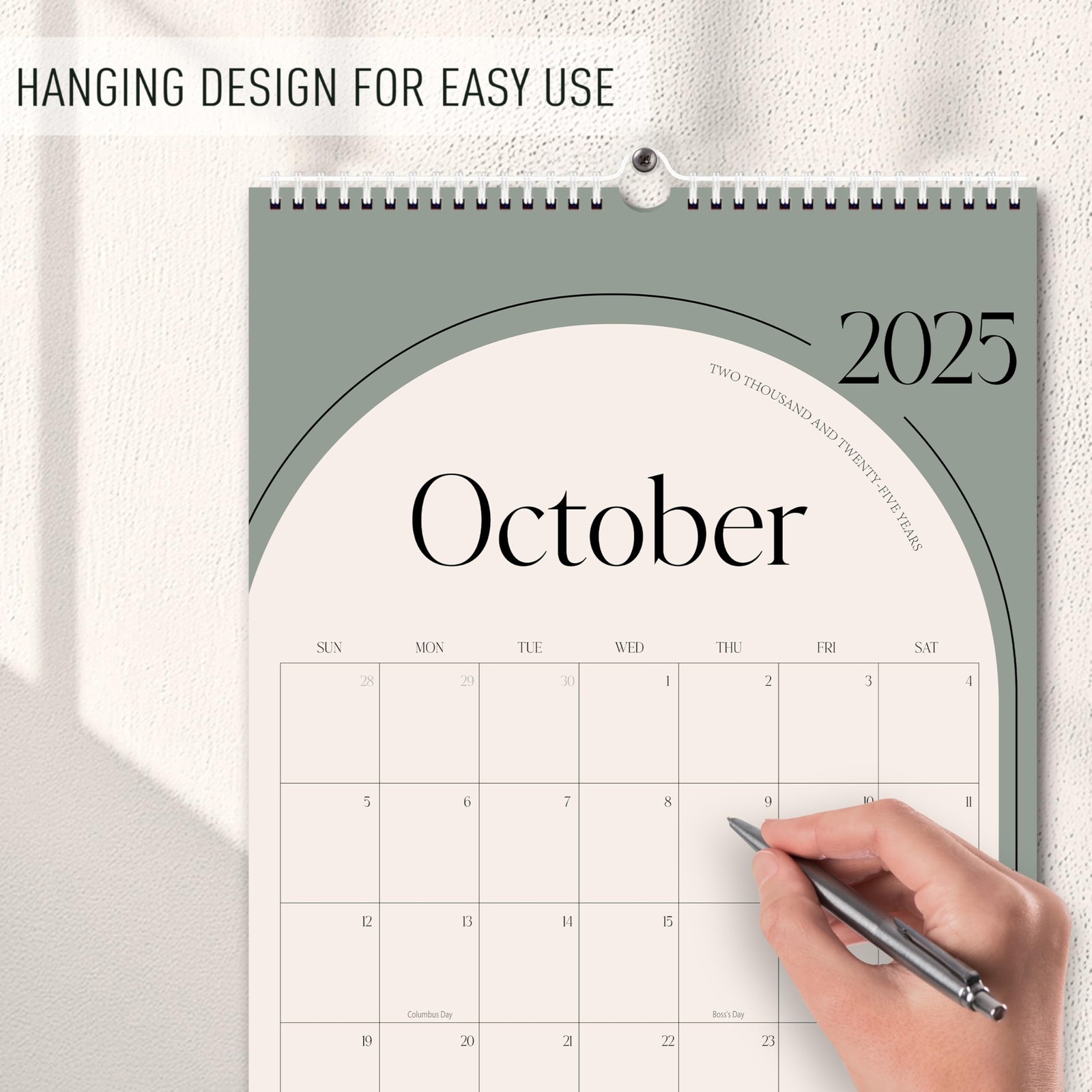 Aesthetic 2026 Wall Calendar – 12 Monthly Jan 2026-Dec 2026, Green Vertical