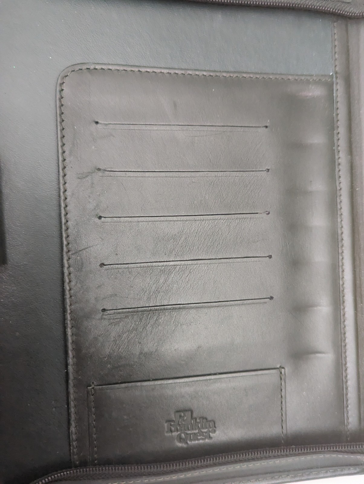 Franklin Quest Woven Planner Grain Leather Zip Around 7 Ring Binder 10.75 x 8.75