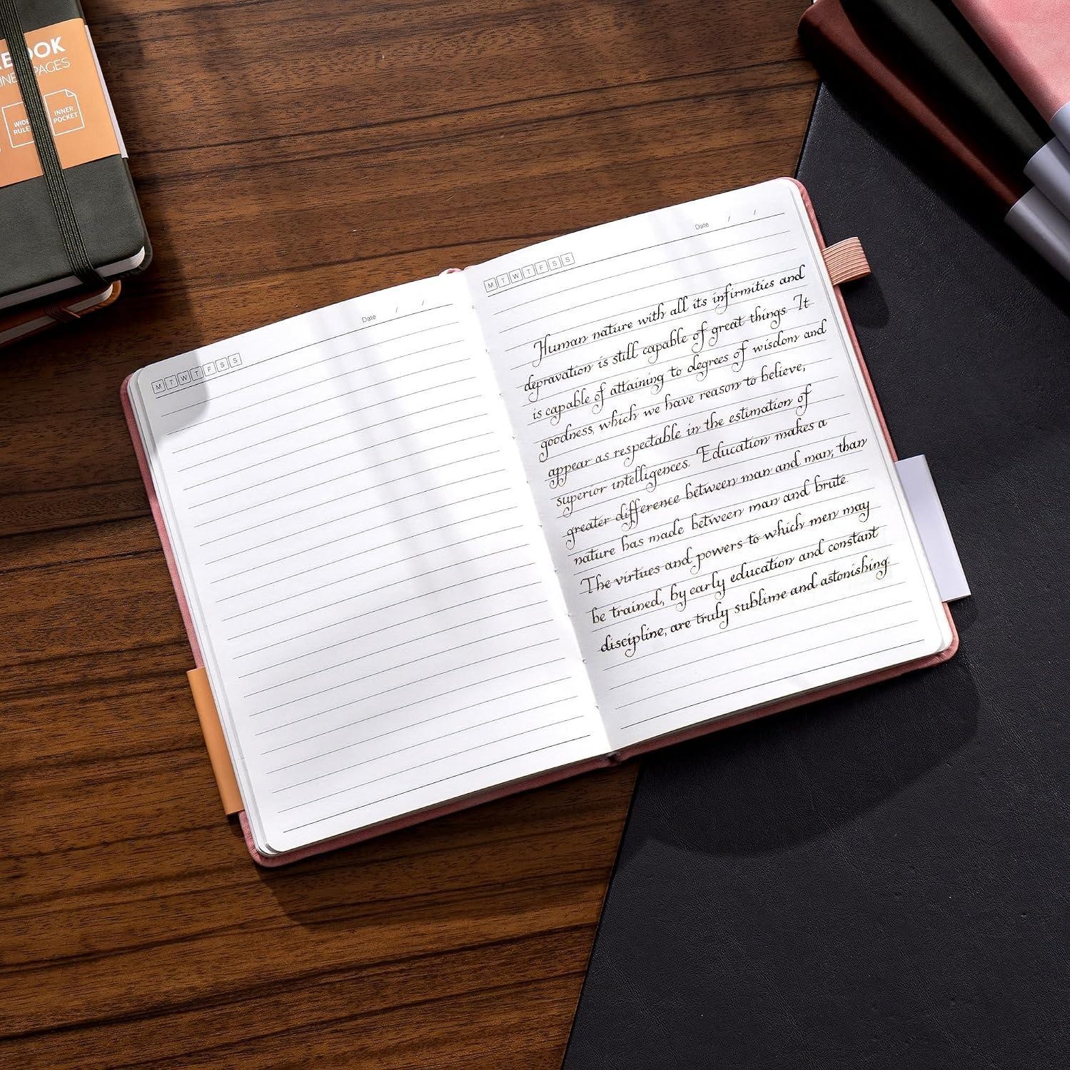 Lined Journal for Women Men 256 Pages 100 Gsm Thick Textured Leather Journaling