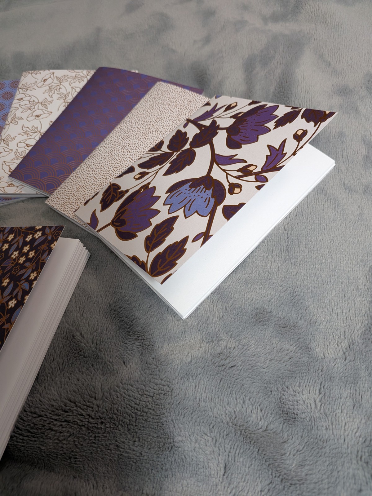 Set of 6 Handmade Blank Pocket Notebooks Approx. 4.5×5.5 Purple & Gold Foil Set