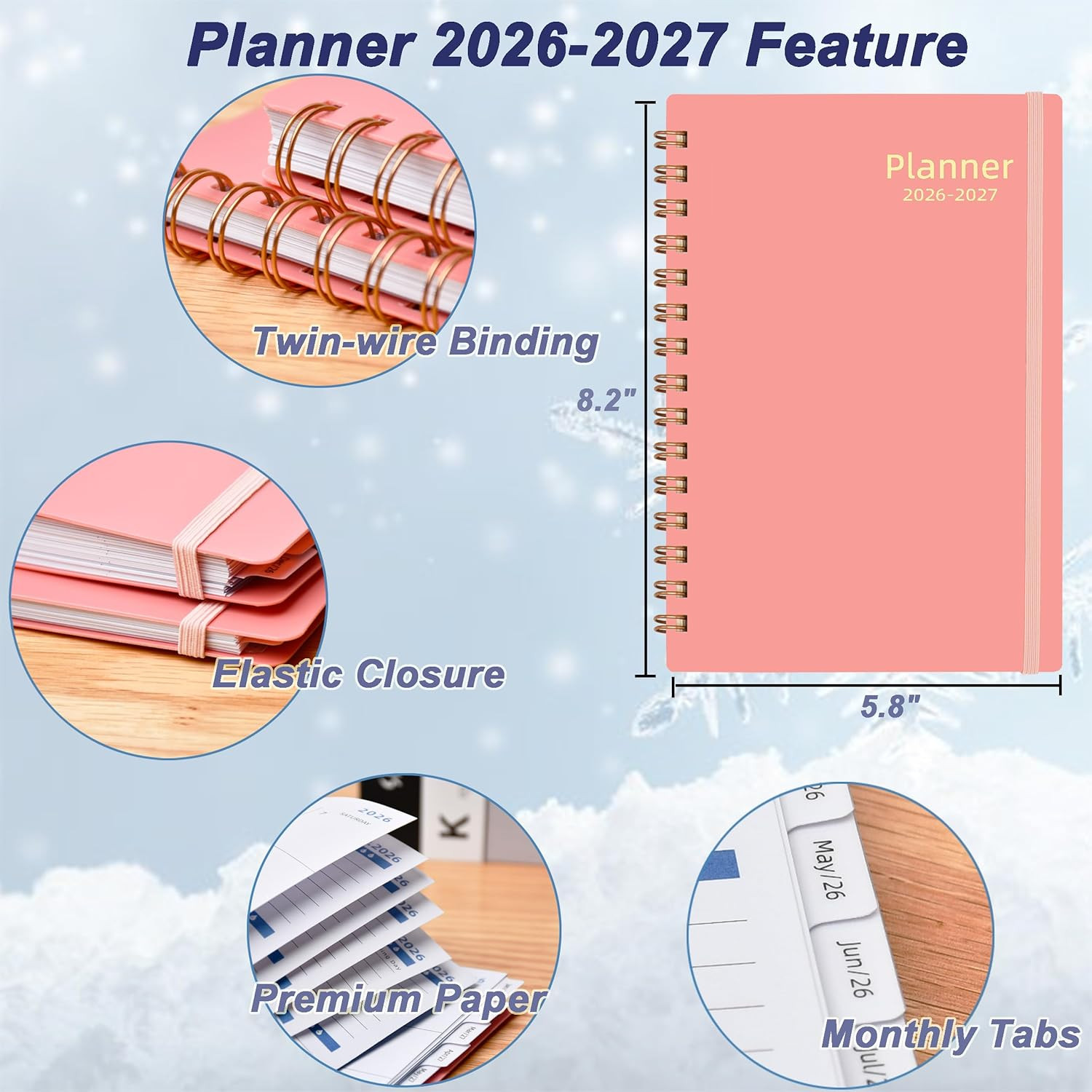 Day Planner 2026-2027, Weekly and Monthly Planner 2026, from Jan 2026-Jun 2027,