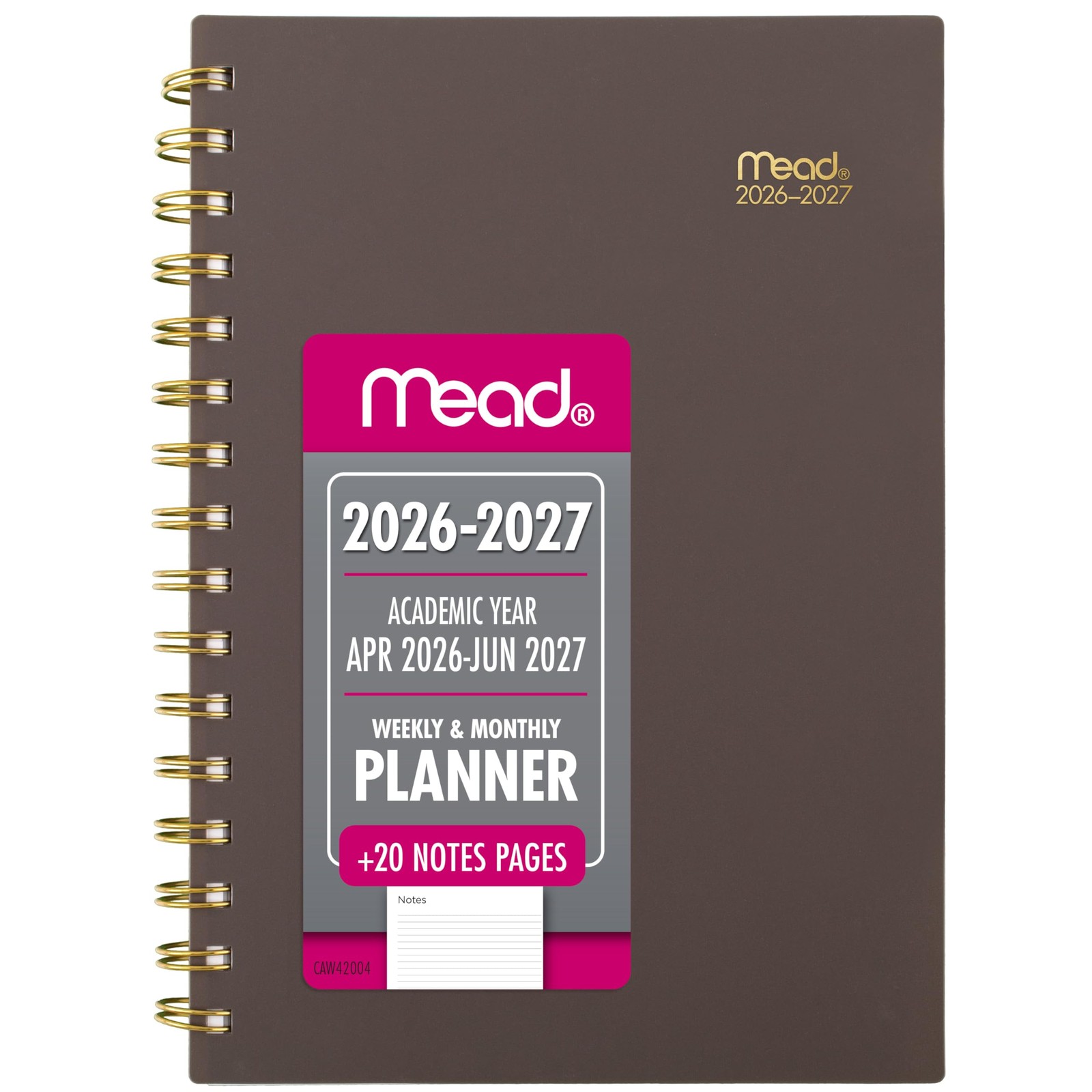 Mead Planner 2026-2027 Weekly & Monthly Academic 5.5″W x 8.5″H, Ground Coffee