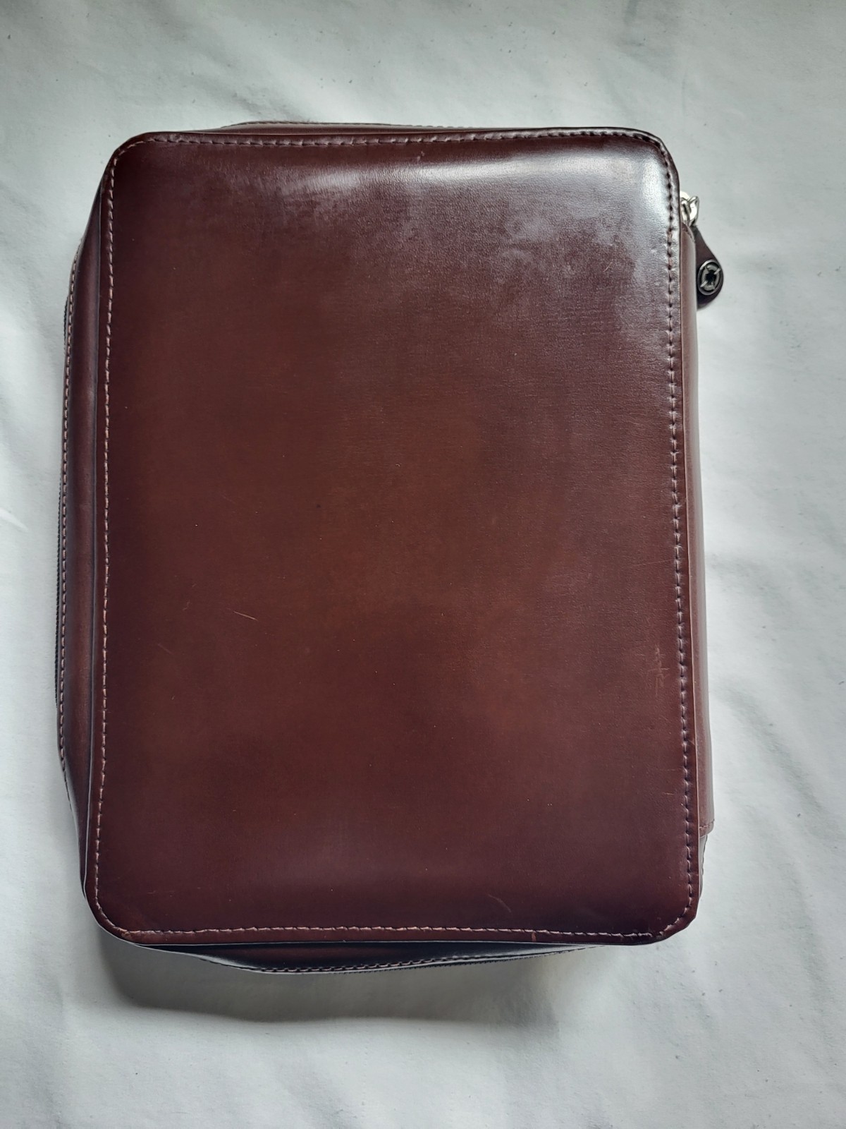 Franklin Covey 7-Ring Classic Zip Planner Office Binder Vintage Brown Leather