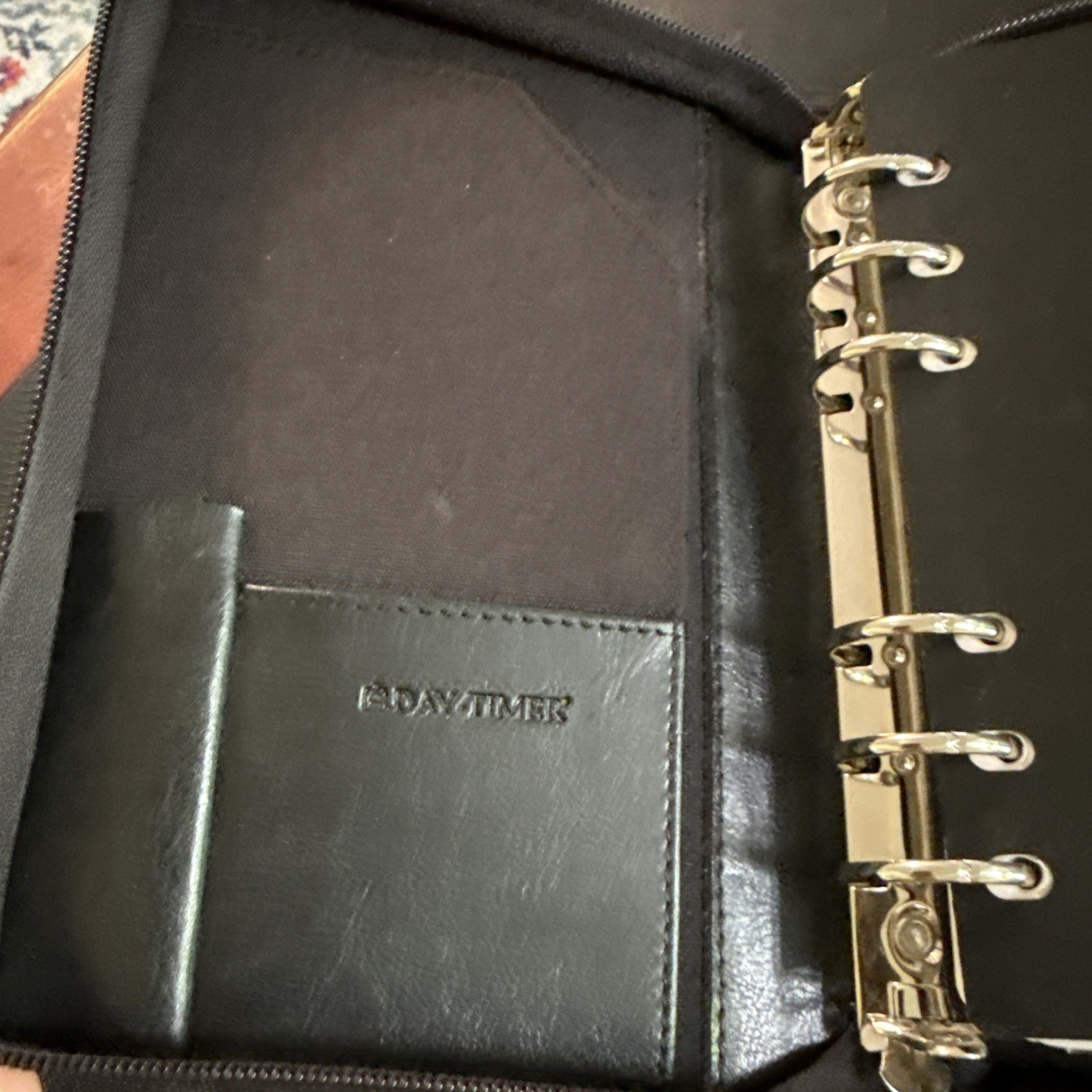 Day Timer Leather Zippered VTG Agenda Planner Address Book Pockets Black
