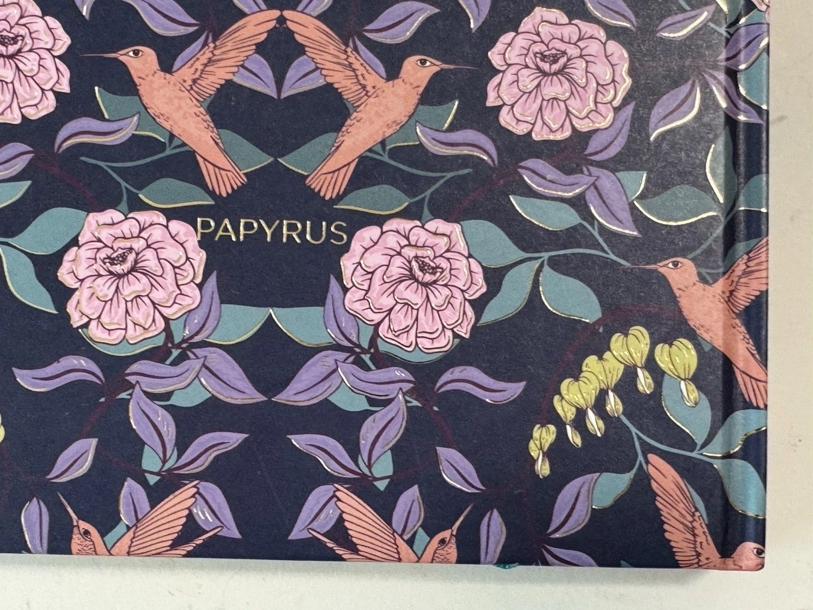 Papyrus Set Blue Floral and Bird Print Journal & Gold Pen NEW! 6” X 8” 244 Pages