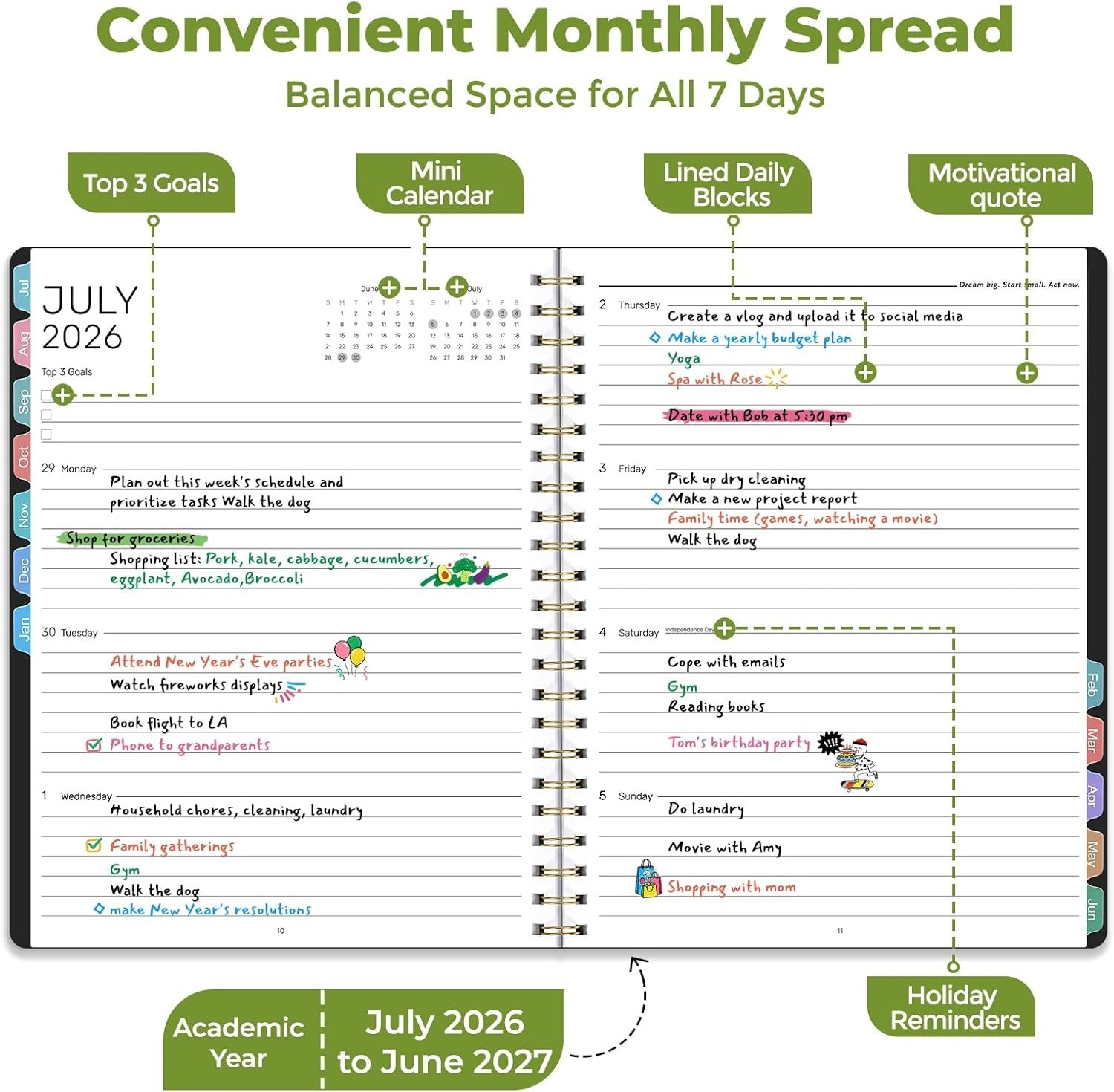 2026 Planner Yearly Monthly & Weekly Planner 2026-2027 Teachers & Students