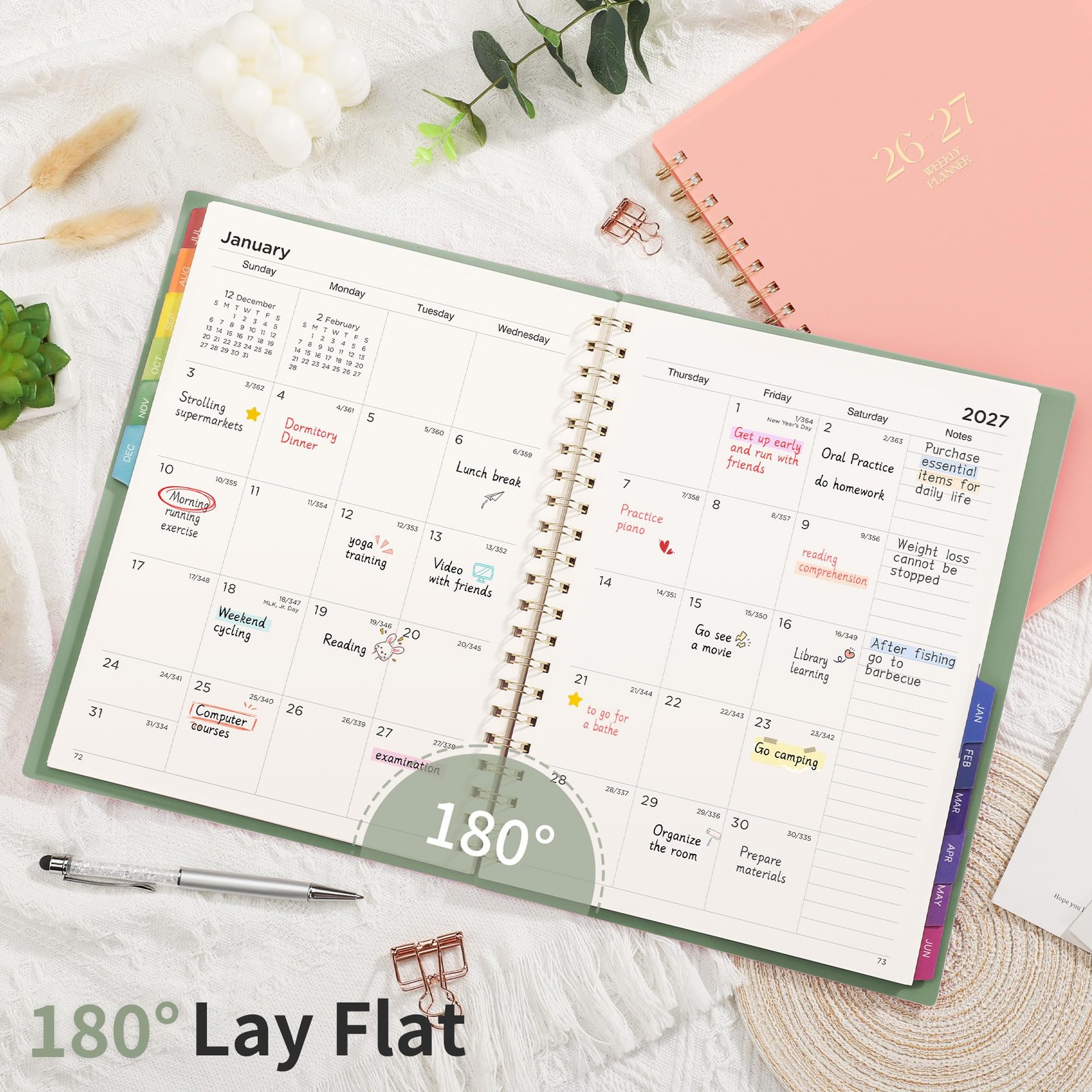 EMSHOI Academic Planner 2026-2027, A4 Size (8.5″ x 11″), A4, Light Green