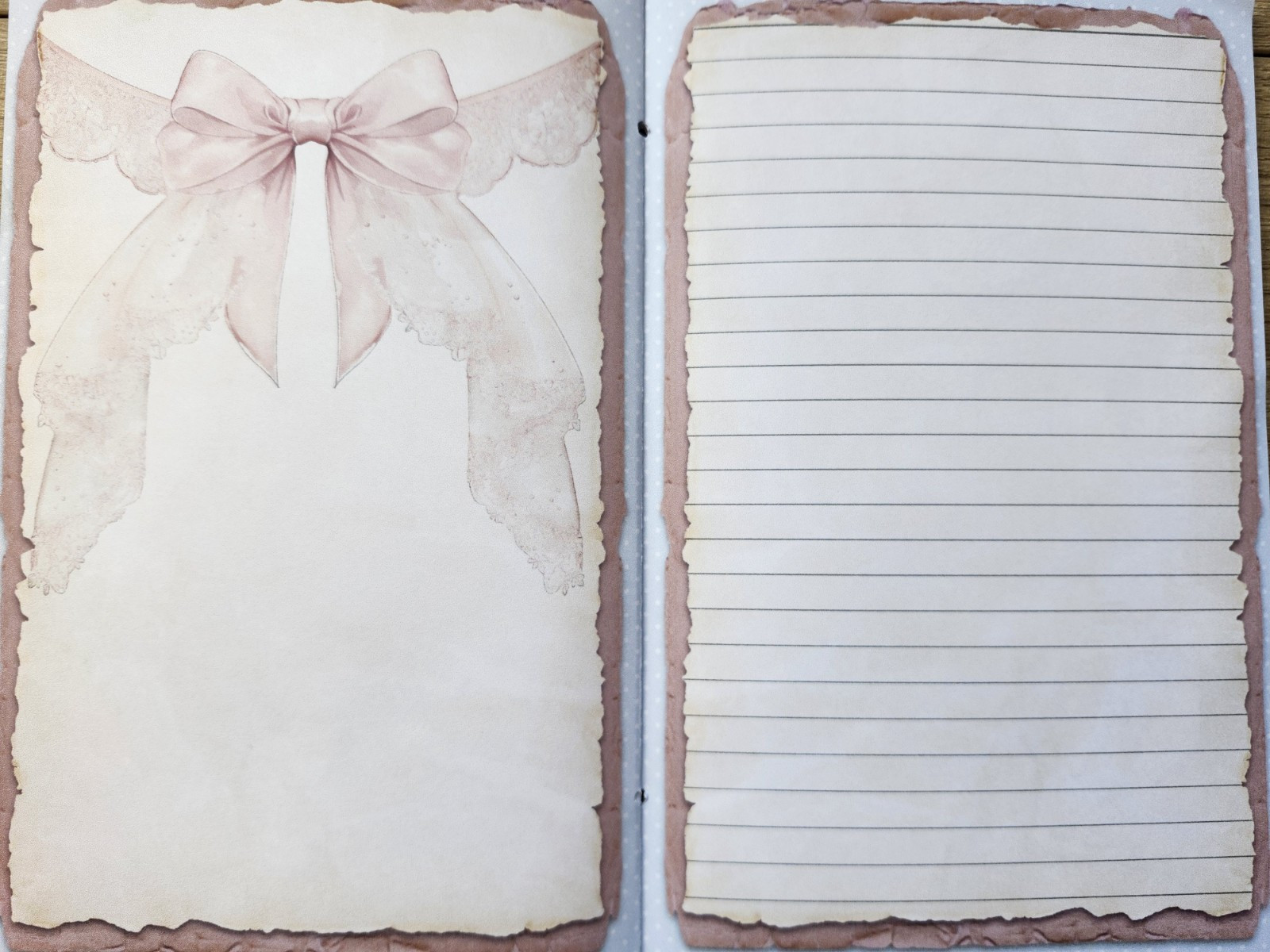 Junk Journal Blank Booklet “COQUETTE PRINCESS” Handnade Pink Bows Puppies LG