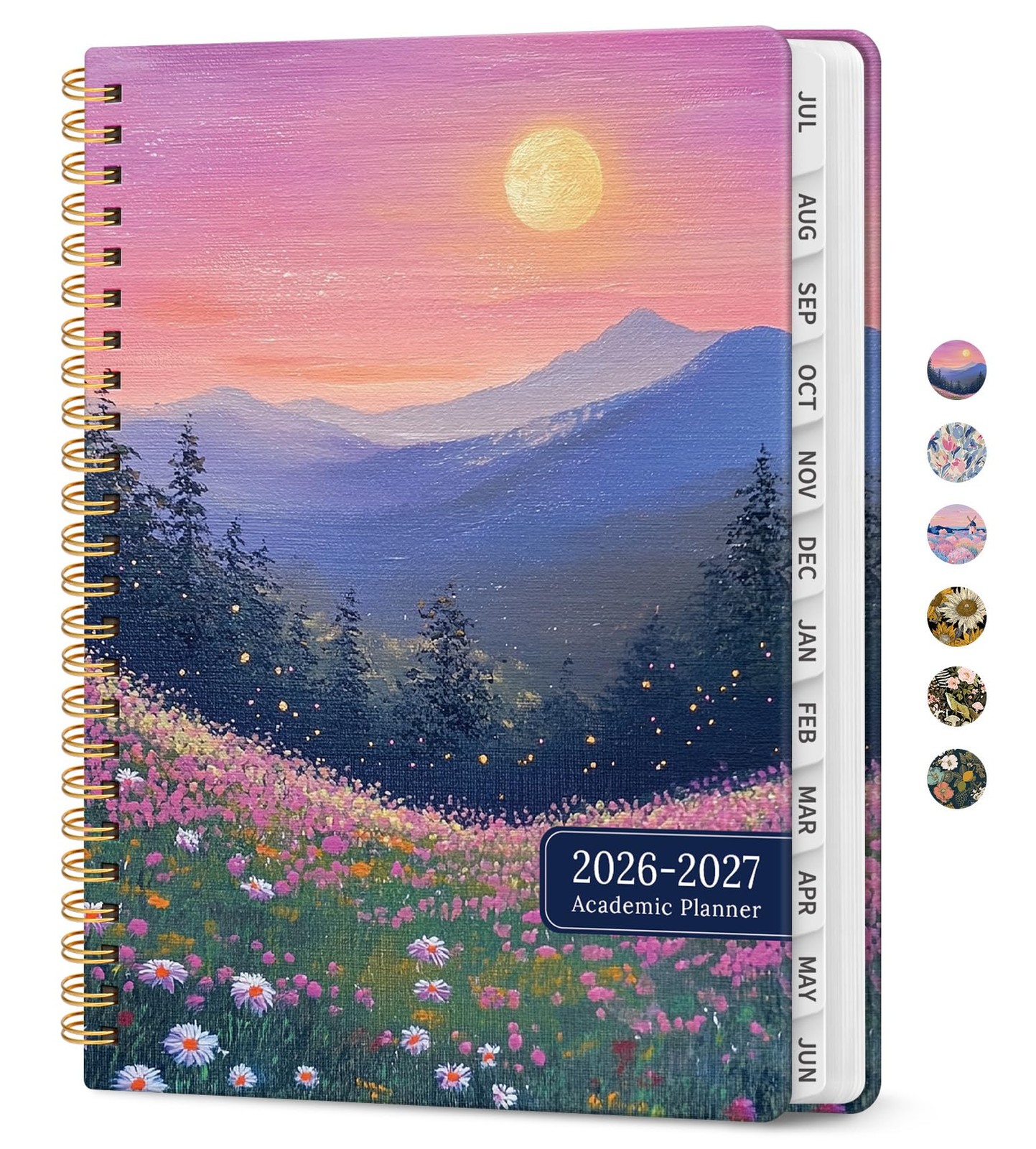 Planner 2026–2027, Academic Monthly Weekly (6.3″x8.5″)a5, A-Twilight Bloom